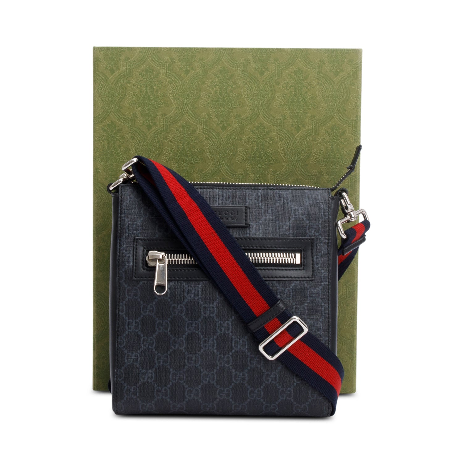 Gucci Black GG Supreme Small Messenger Bag w/ Box & Receipt