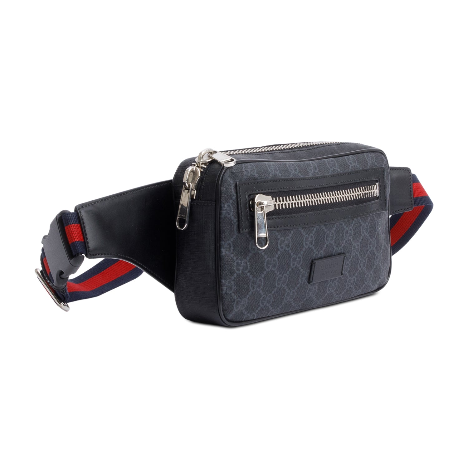Gucci Black GG Supreme Belt Bag with Zip Pocket