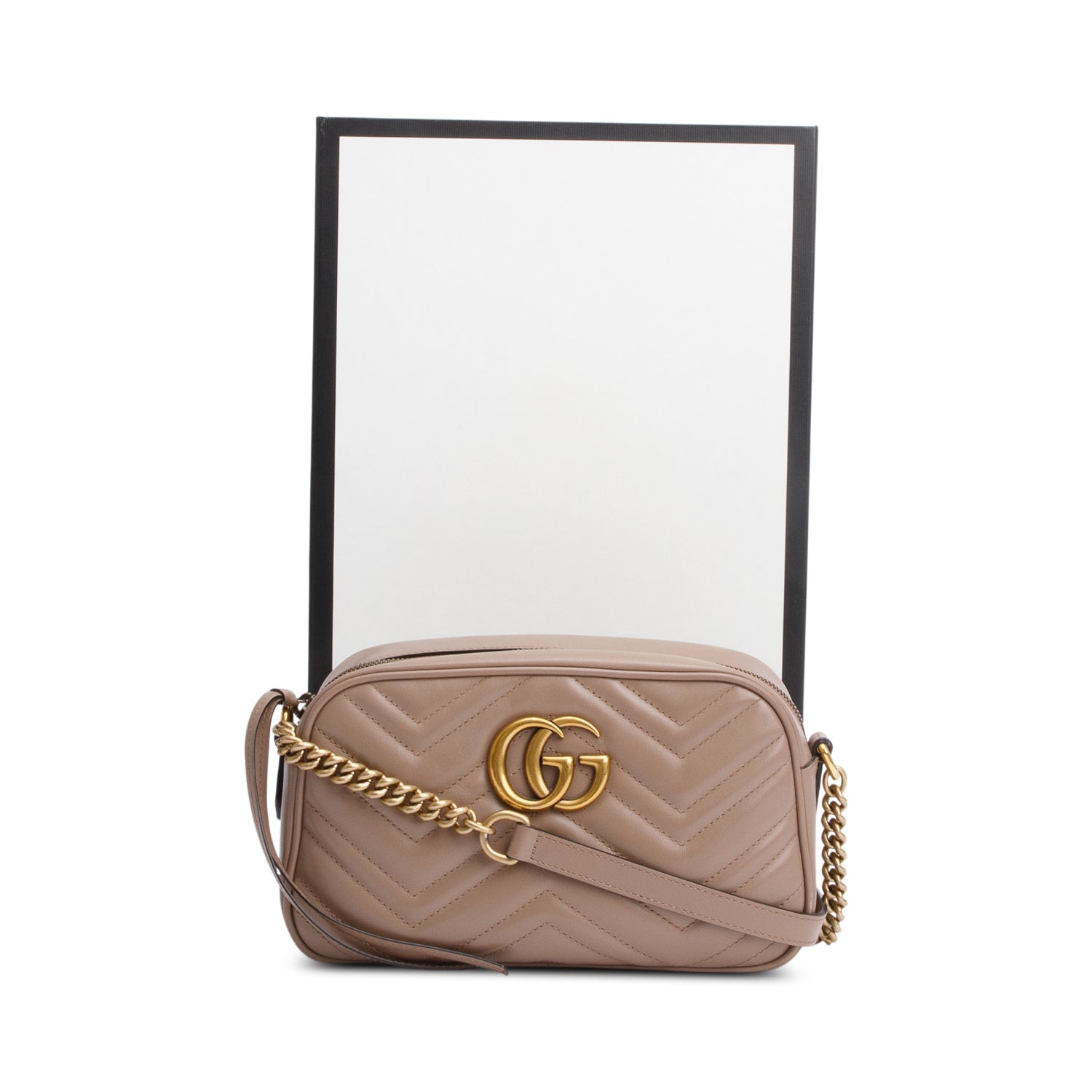 Gucci Beige GG Marmont Matelasse Small Camera Bag w/ Box
