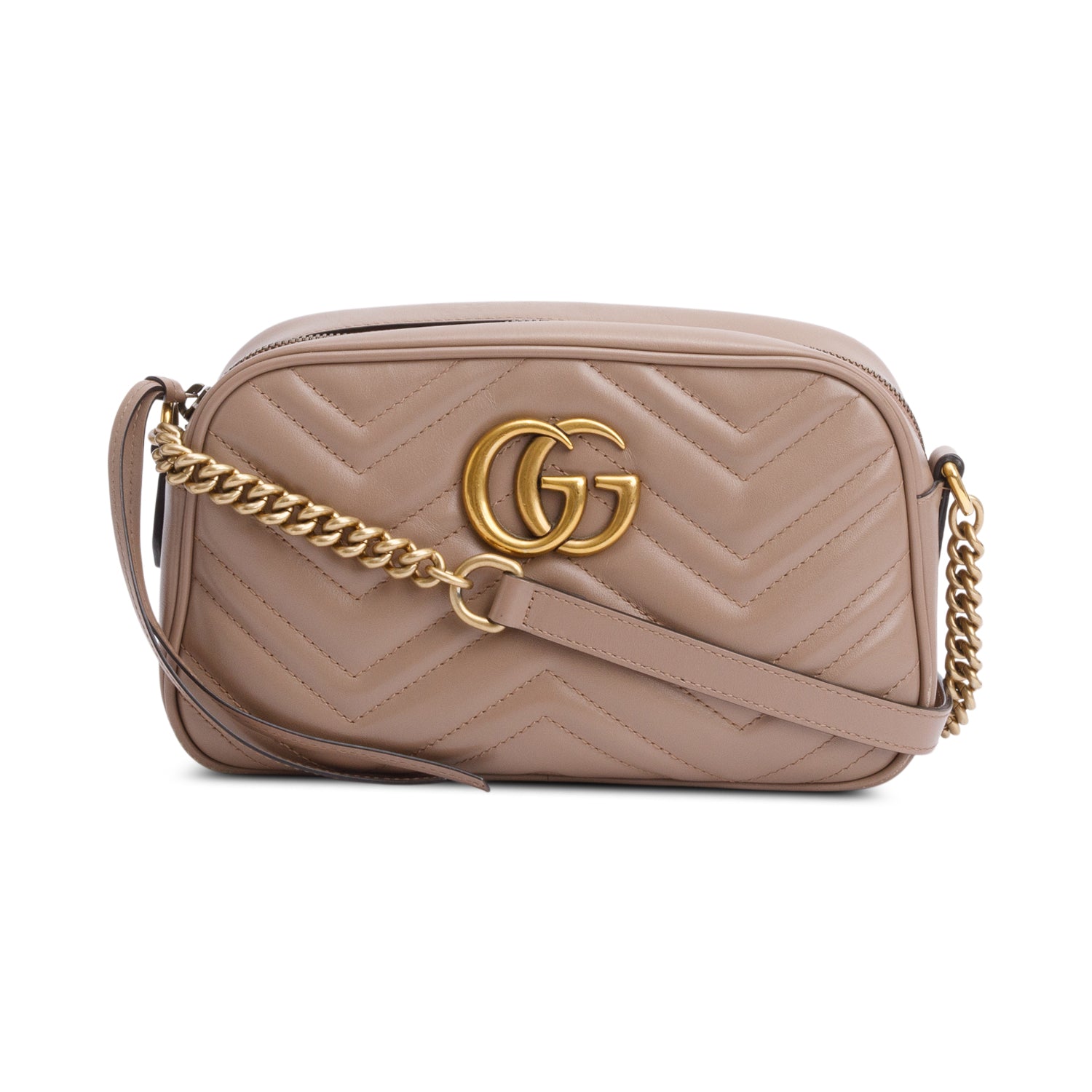Gucci Beige GG Marmont Matelasse Small Camera Bag w/ Box