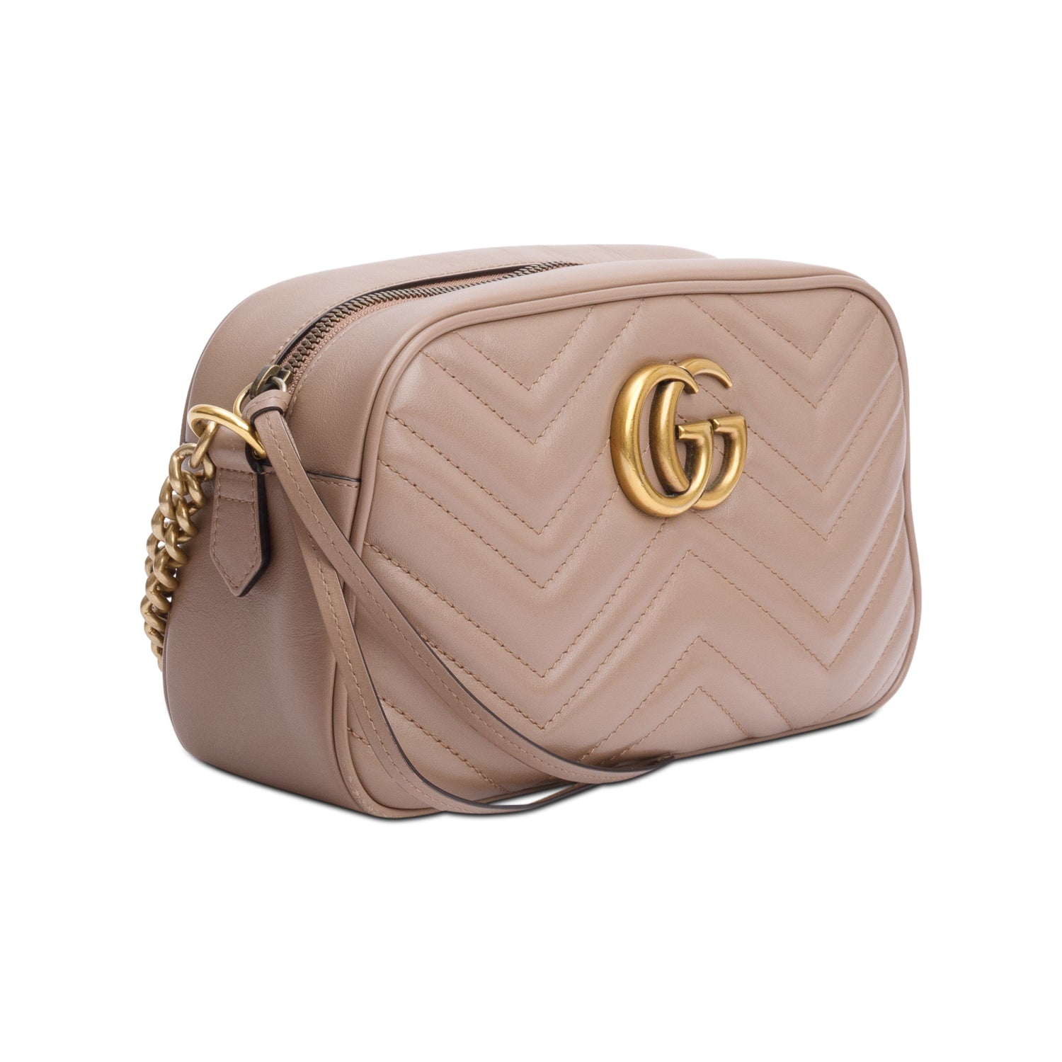 Gucci Beige GG Marmont Matelasse Small Camera Bag w/ Box