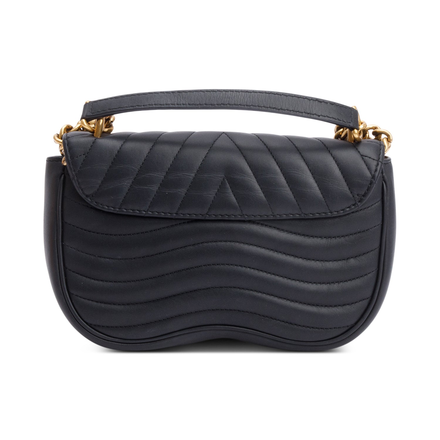 Louis Vuitton Black Leather New Wave Chain Bag MM w/ Box