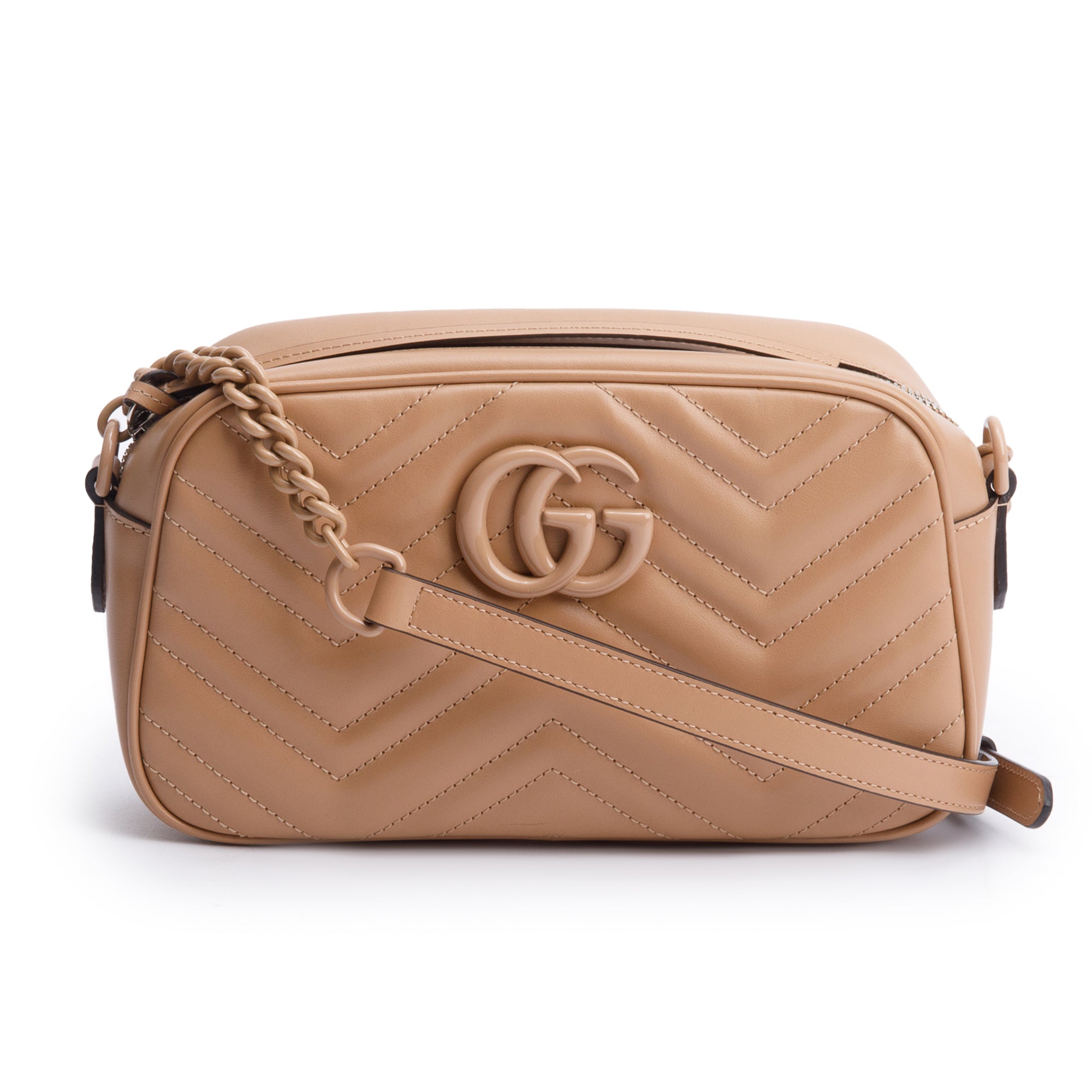 Gucci Beige GG Marmont Matelasse Small Camera Bag w/ Box