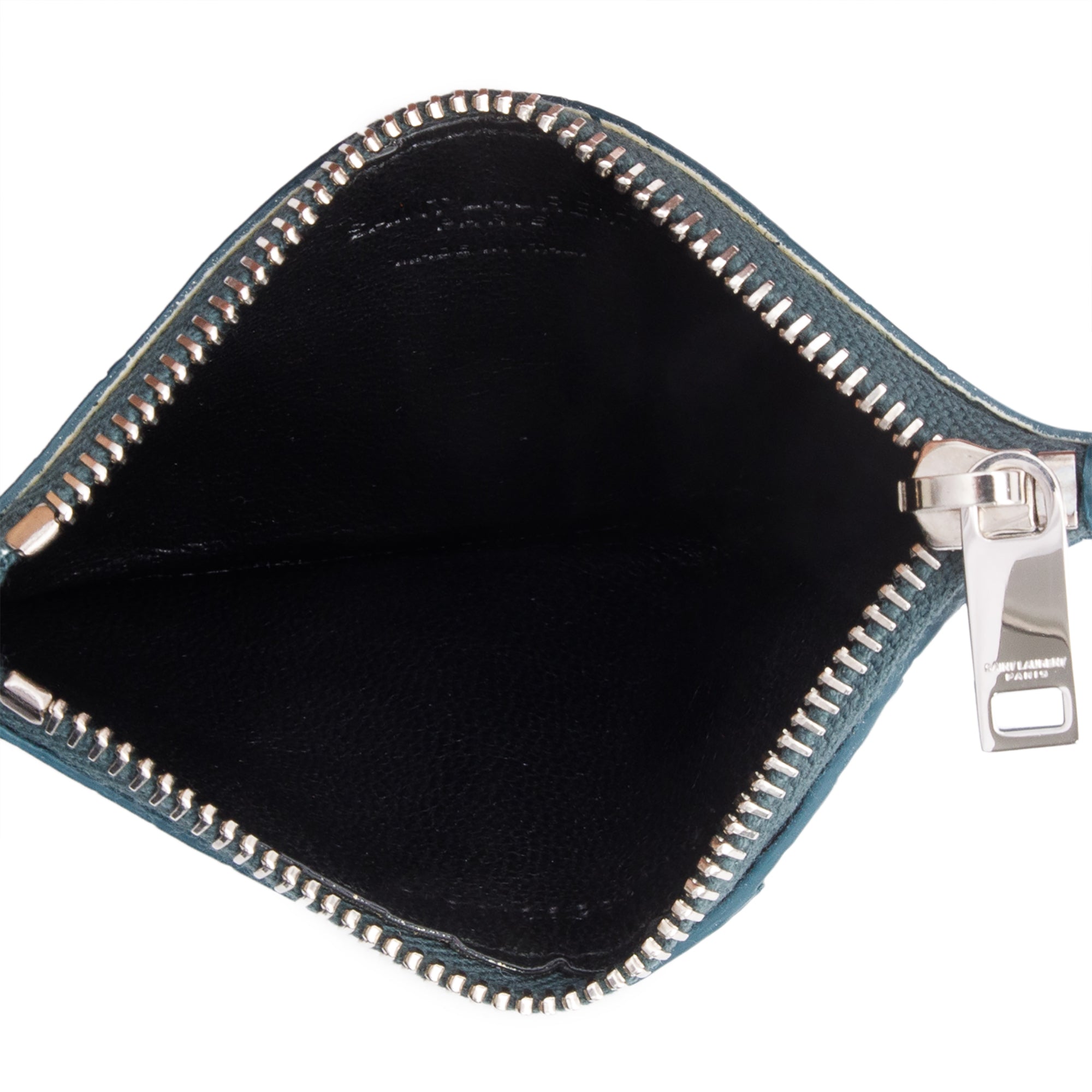 Saint Laurent Green Crocodile-Embossed Leather Cassandre Fragments Zipped Card Case