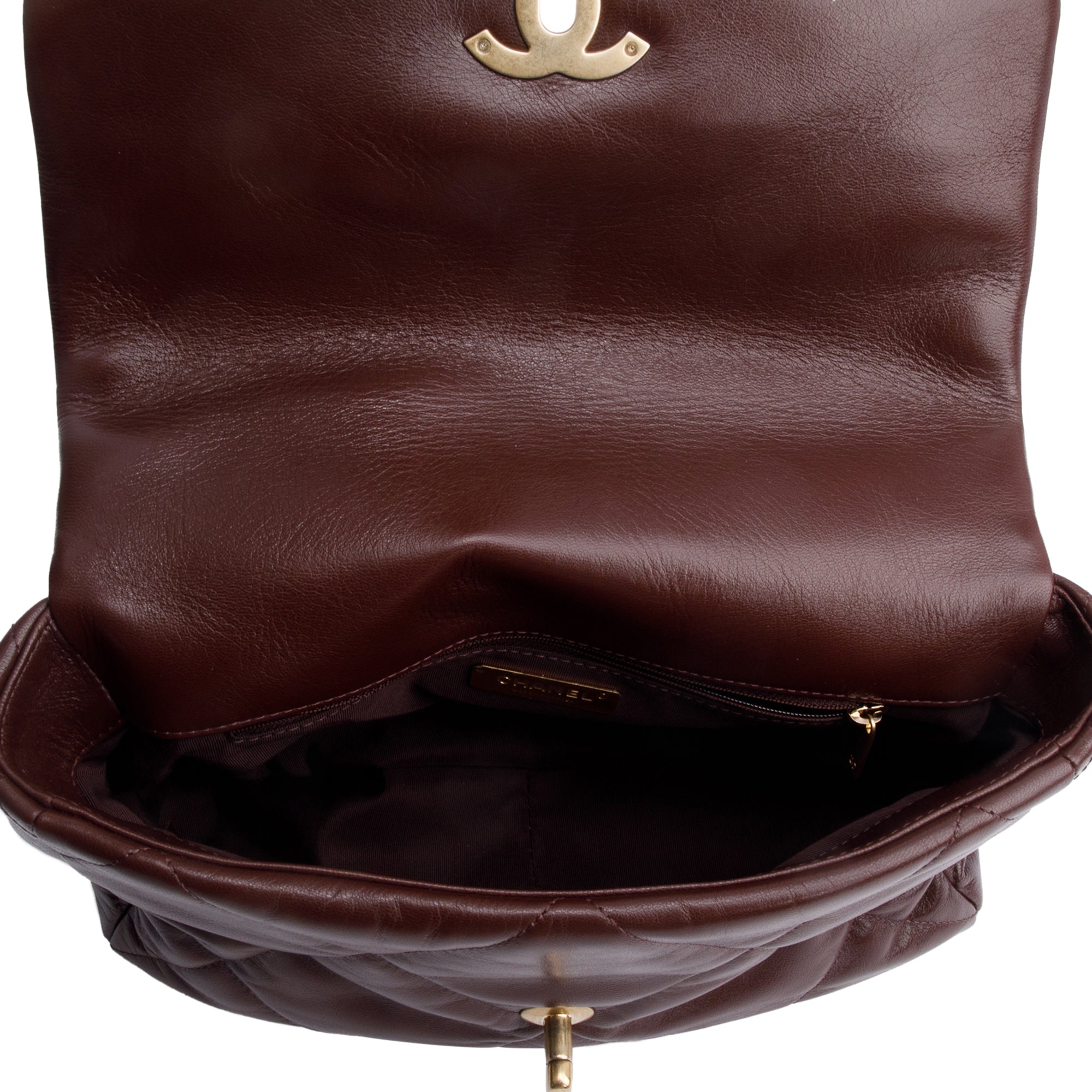 Chanel Burgundy 2020 Lambskin Leather Large 19 Flap Bag w/ Box & Authenticity Card