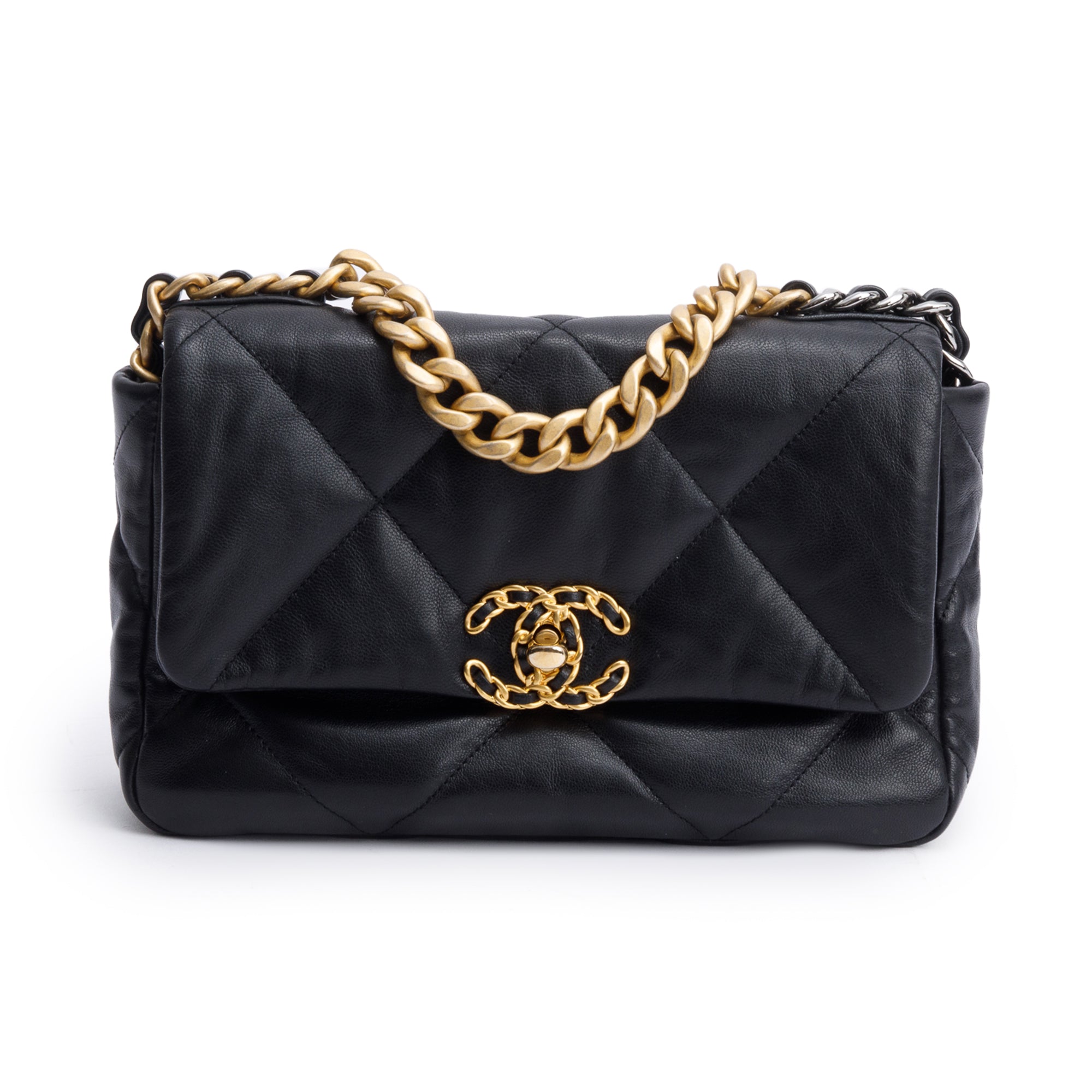 Chanel Black Lambskin Leather Medium 19 Flap Bag w/ Box & Authenticity Card