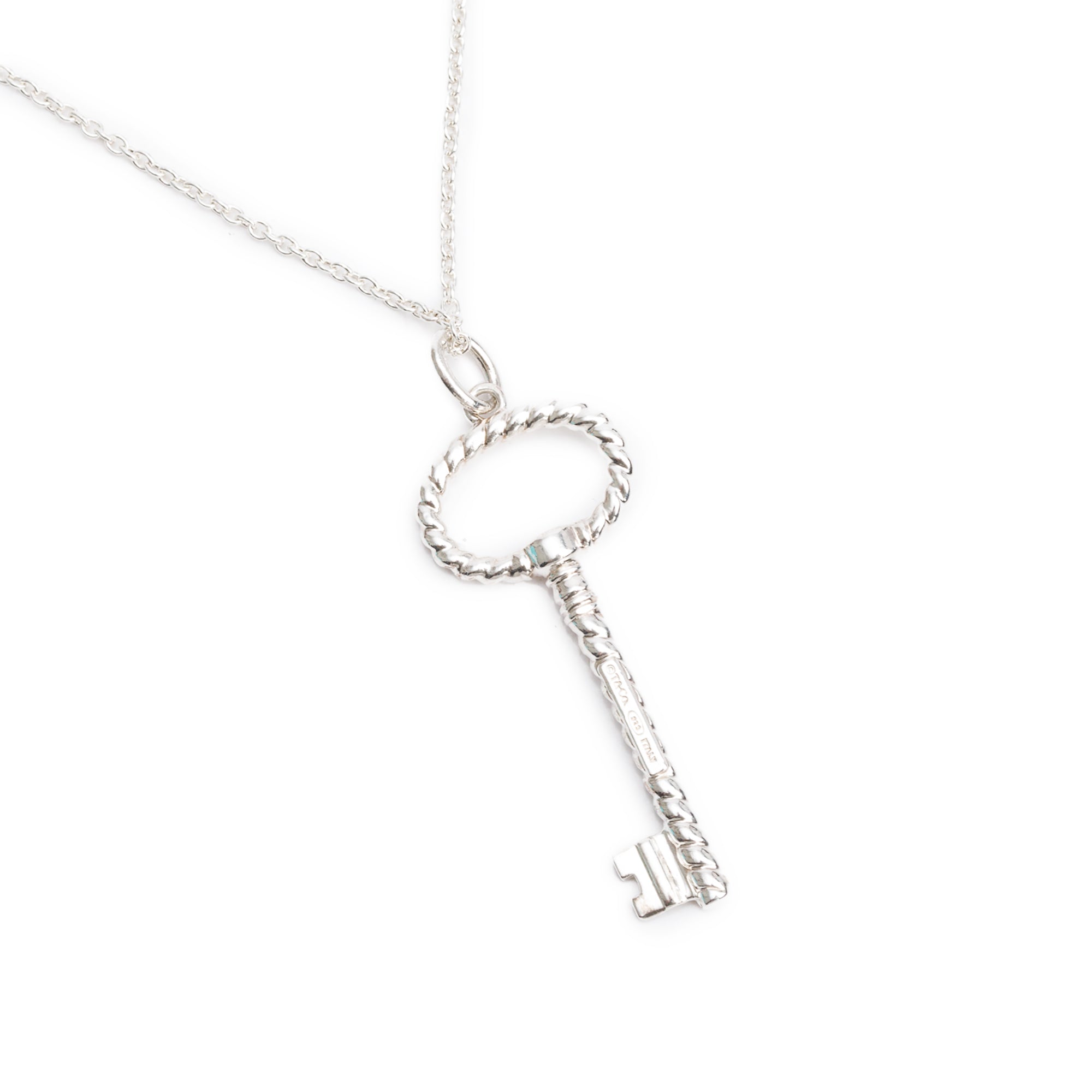Tiffany & Co. Sterling Silver Twist Oval Key Pendant Necklace