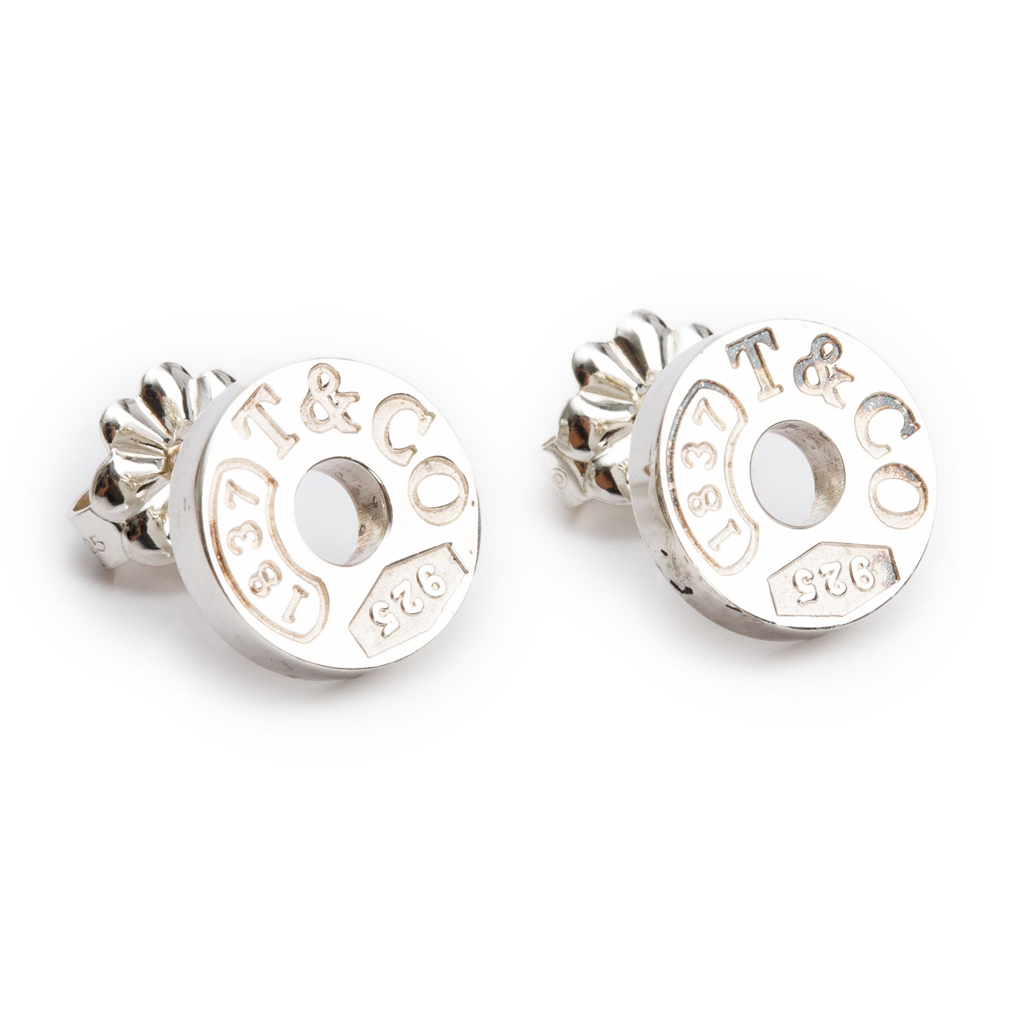 Tiffany & Co. Sterling Silver 1837 Circle Stud Earrings
