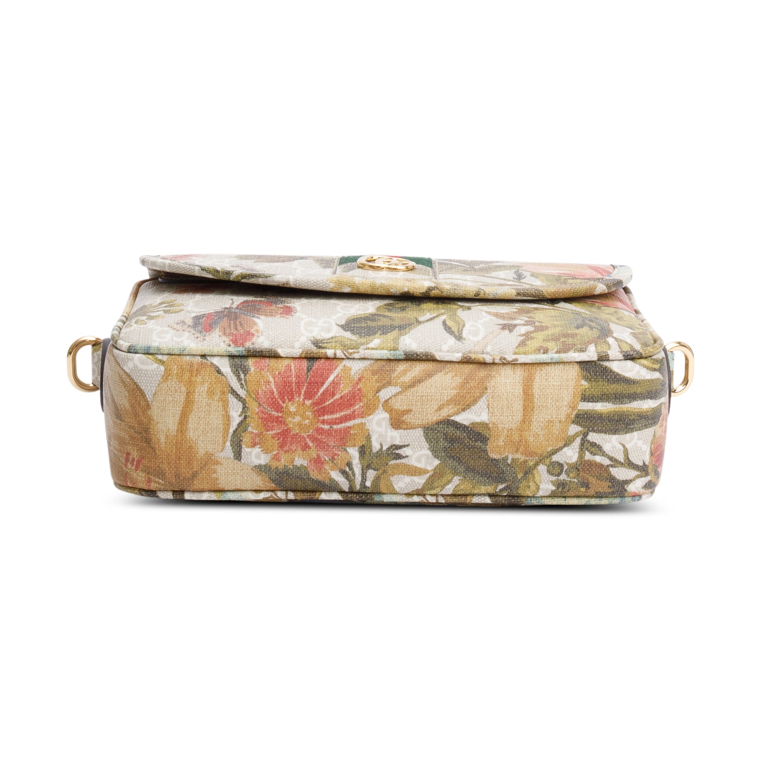 Gucci GG Supreme Water Flora Web Small Ophidia Flap Shoulder Bag w/ Box