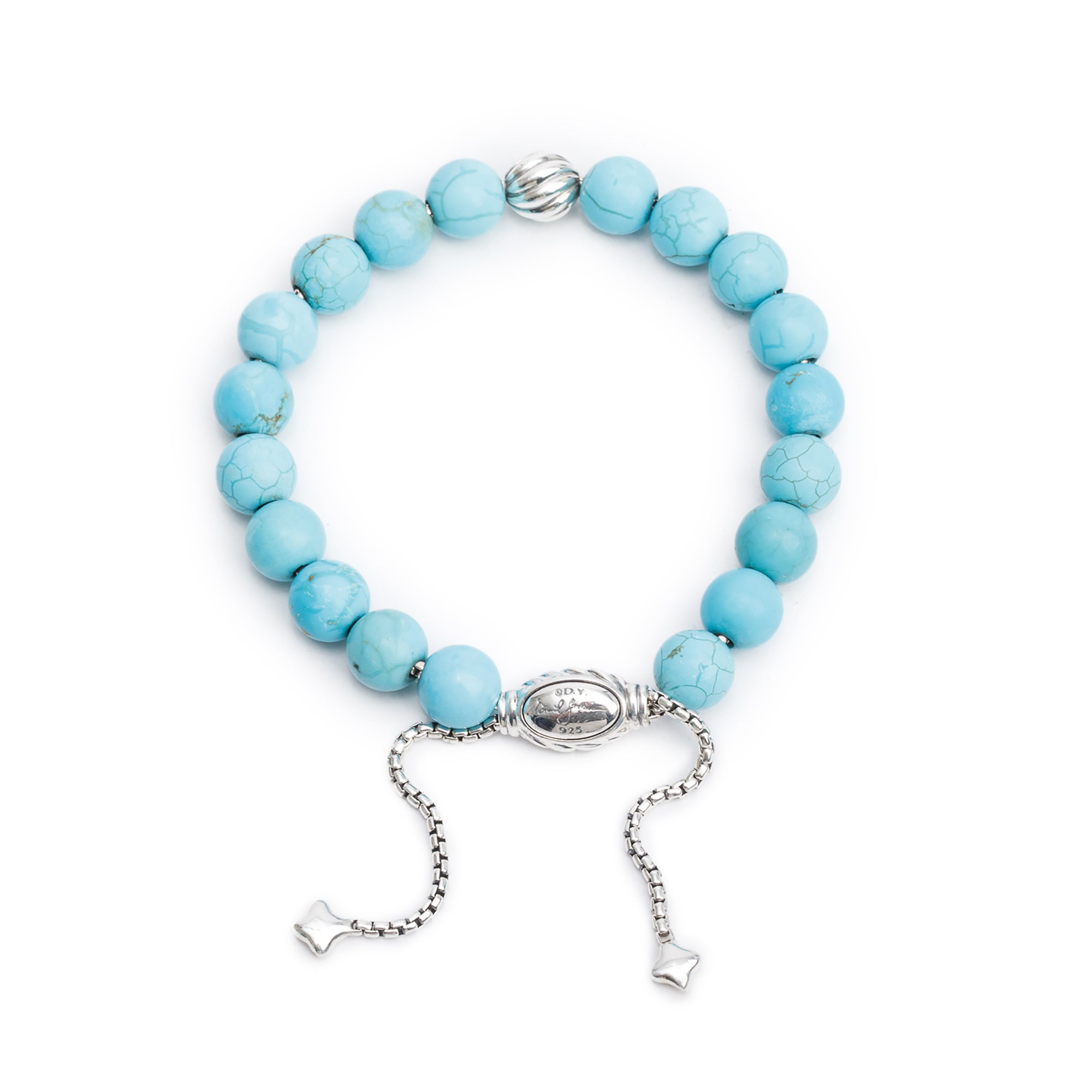 David Yurman Sterling Silver Dyed Magnesite 8 MM Spirtual Bead Bracelet