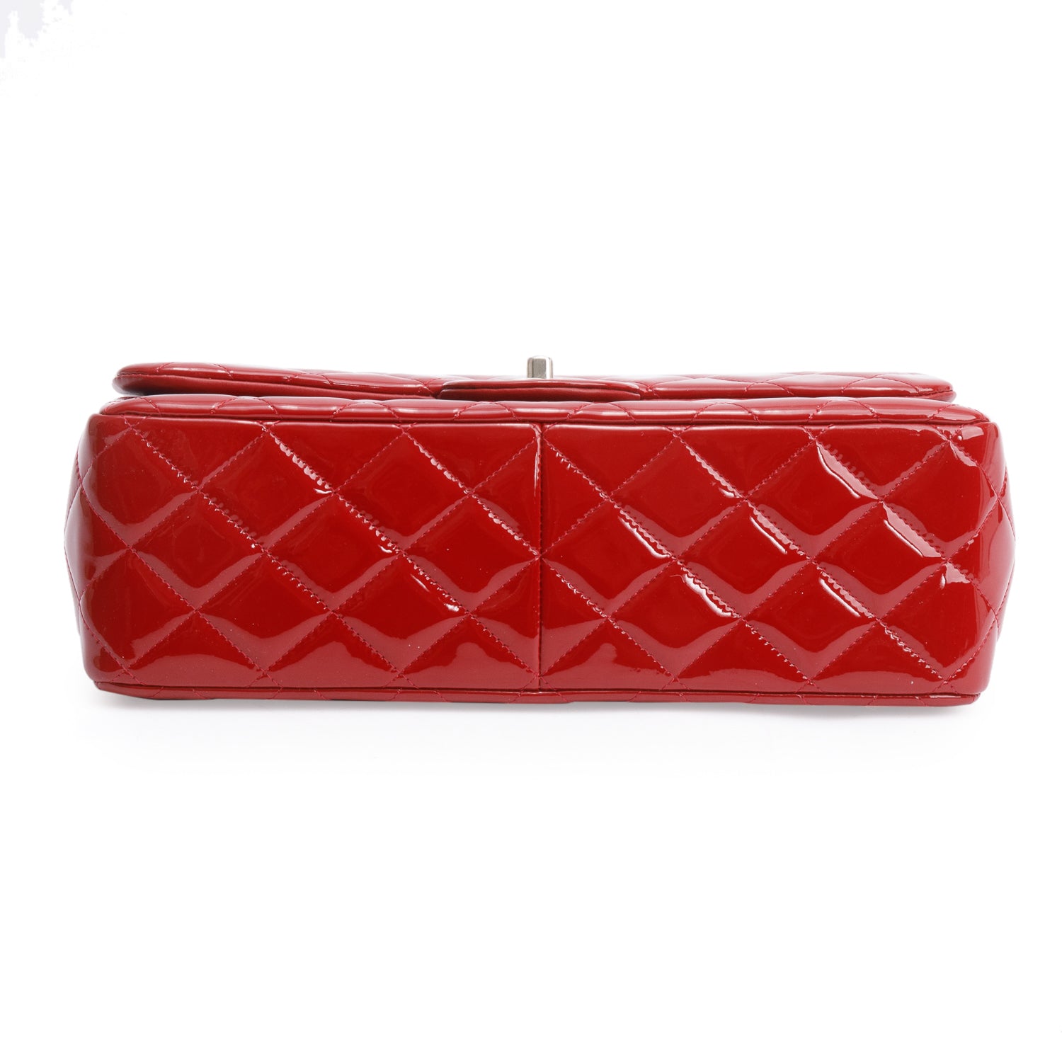 Chanel Red Quilted Patent Leather Classic Jumbo Double Flap Bag w/ Box & Authenticity Card