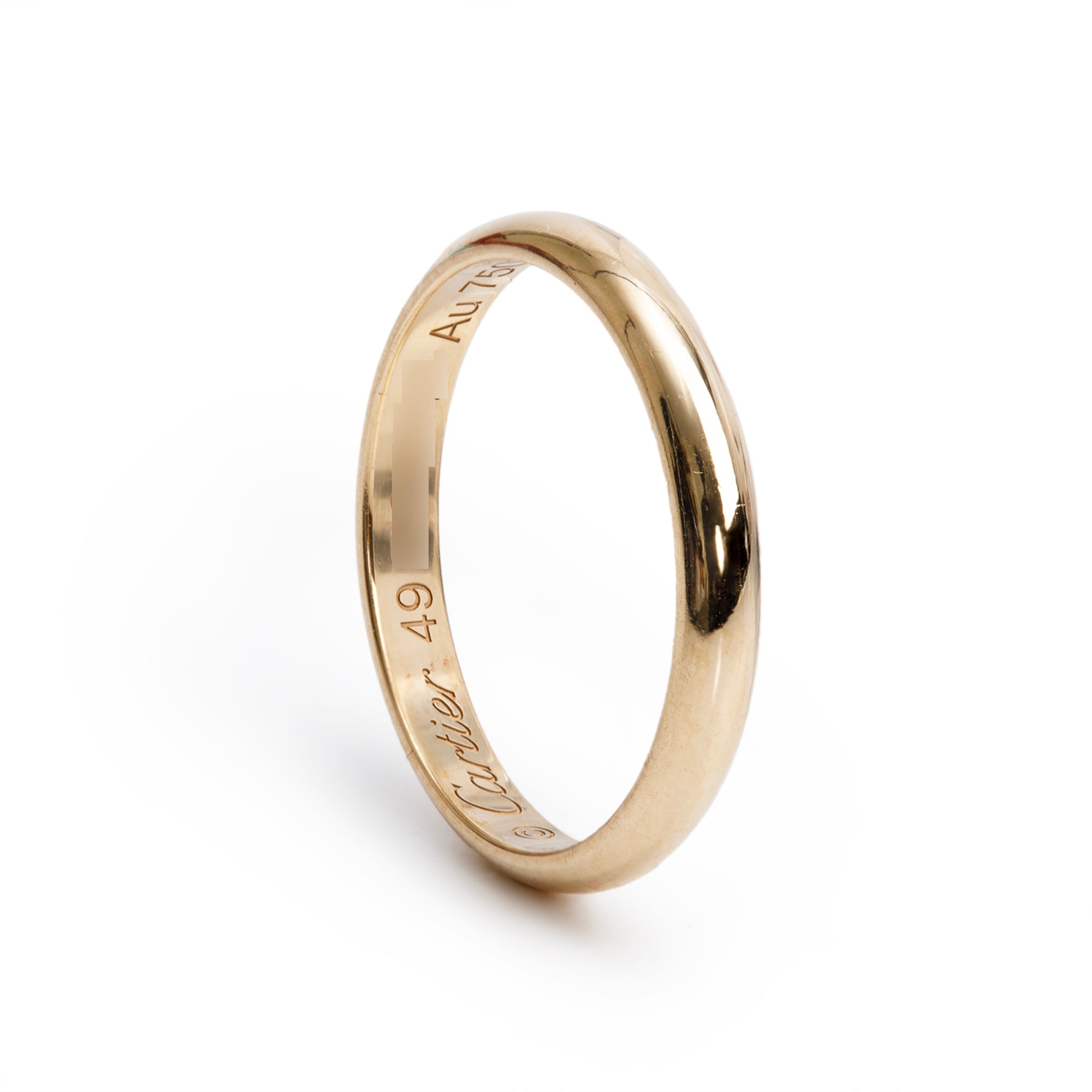 Cartier 2022 18k Yellow Gold 2.5 MM 1895 Wedding Band Ring, Size 49 5 w/ Pouch, Certificate & Receipt