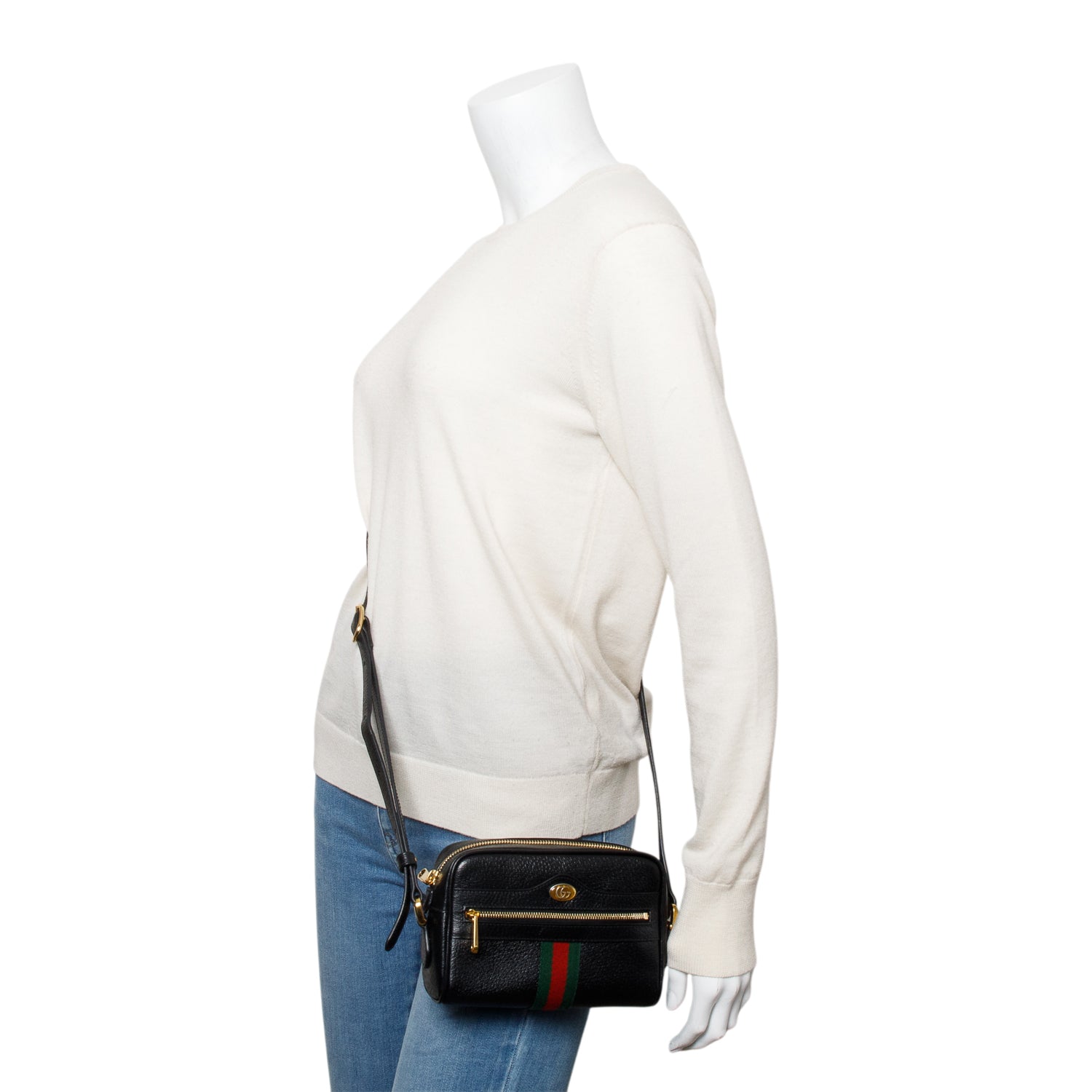 Gucci Black Calfskin Leather Mini Ophidia Crossbody Bag