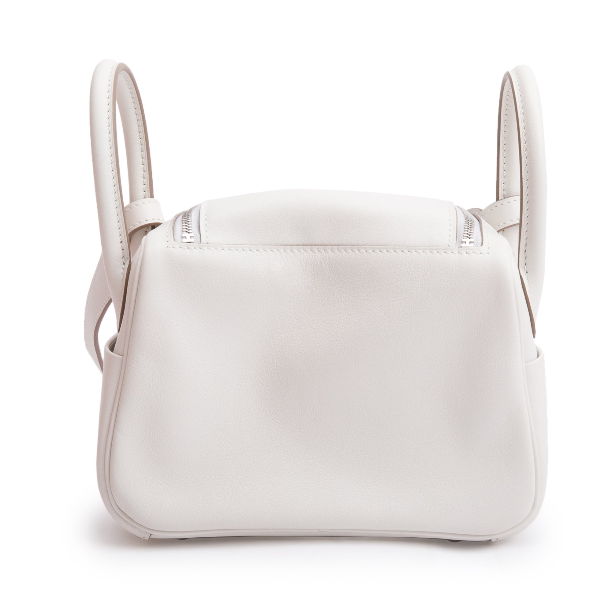 Hermes 2023 Gris Pale/Gris Meyer Leather Swift Leather Lindy Mini w/ Box