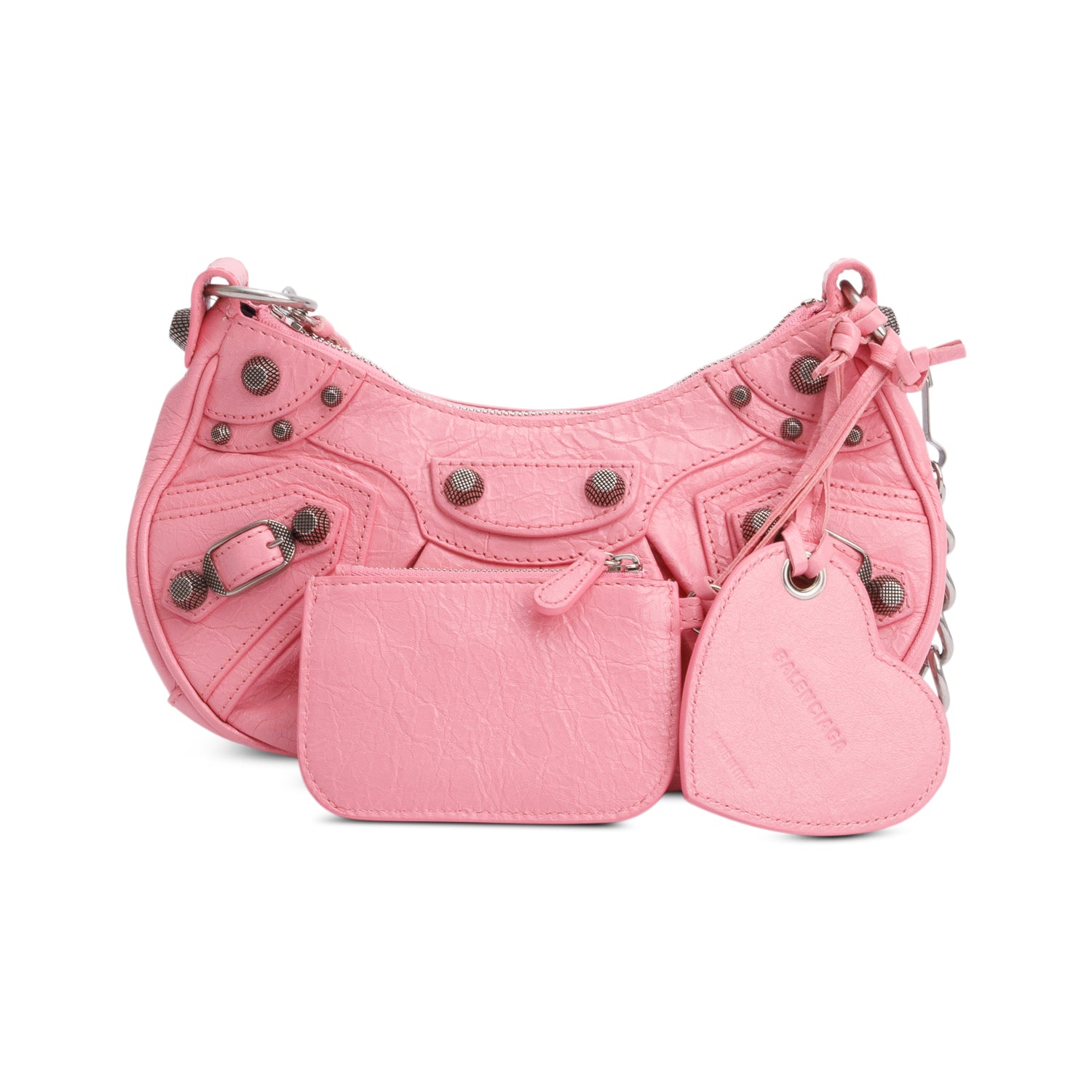 Balenciaga Pink Arena Calfskin Leather Le Cagole XS Chain Shoulder Bag