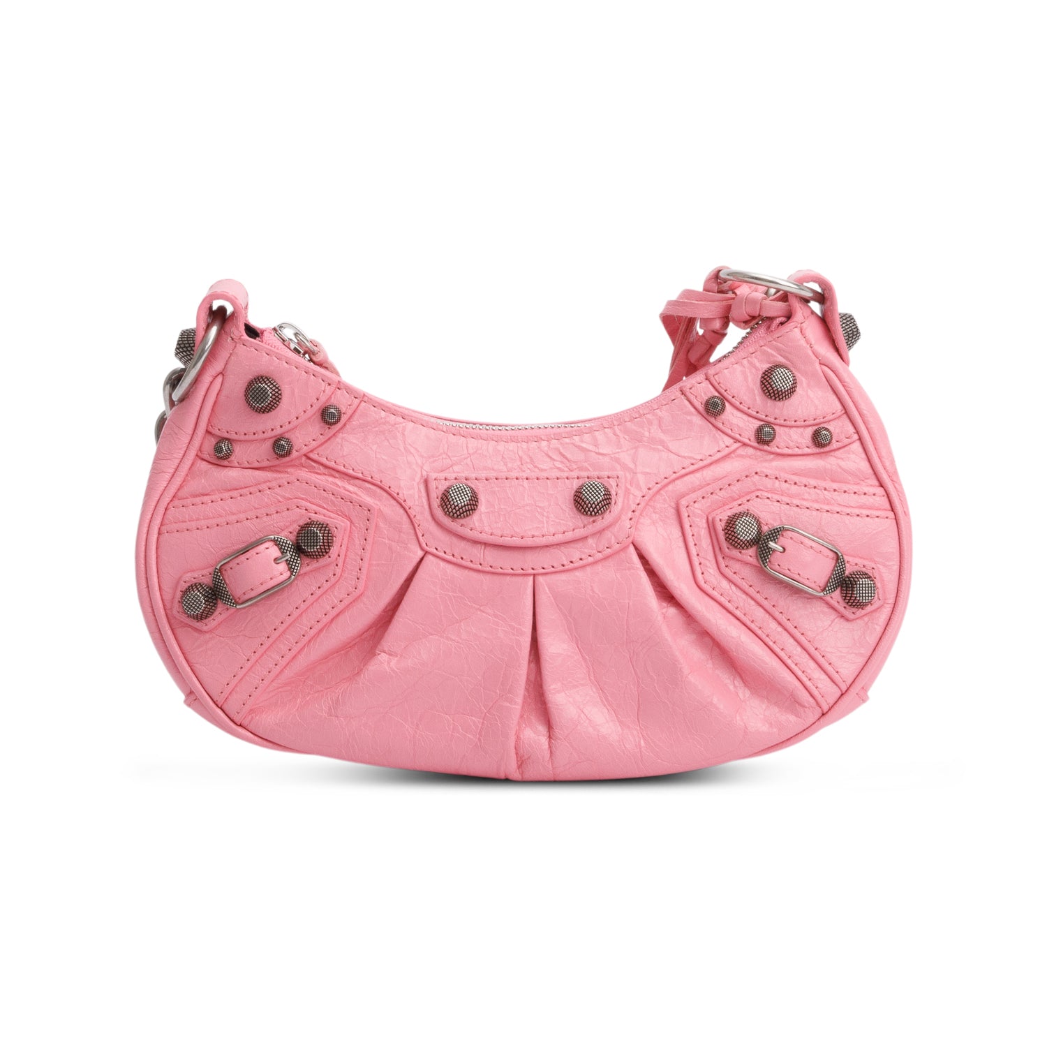 Balenciaga Pink Arena Calfskin Leather Le Cagole XS Chain Shoulder Bag