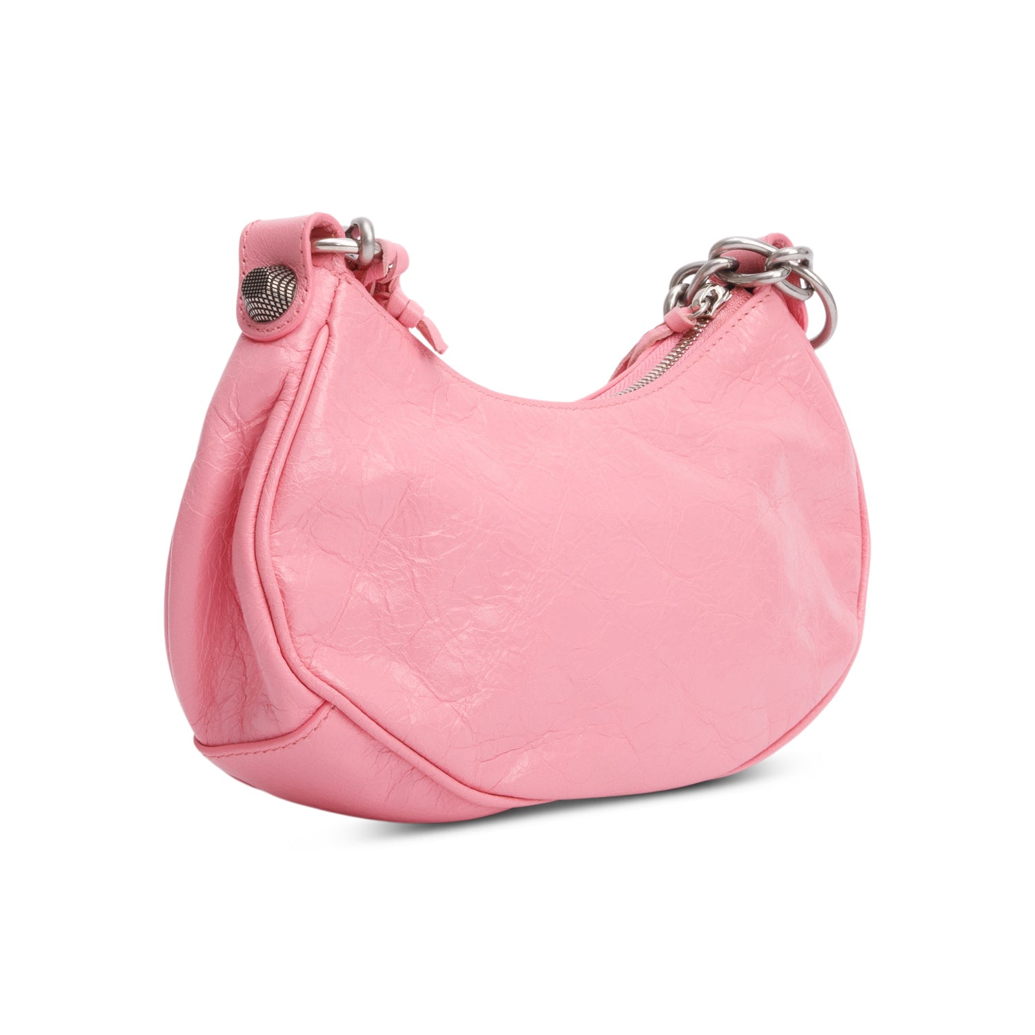 Balenciaga Pink Arena Calfskin Leather Le Cagole XS Chain Shoulder Bag