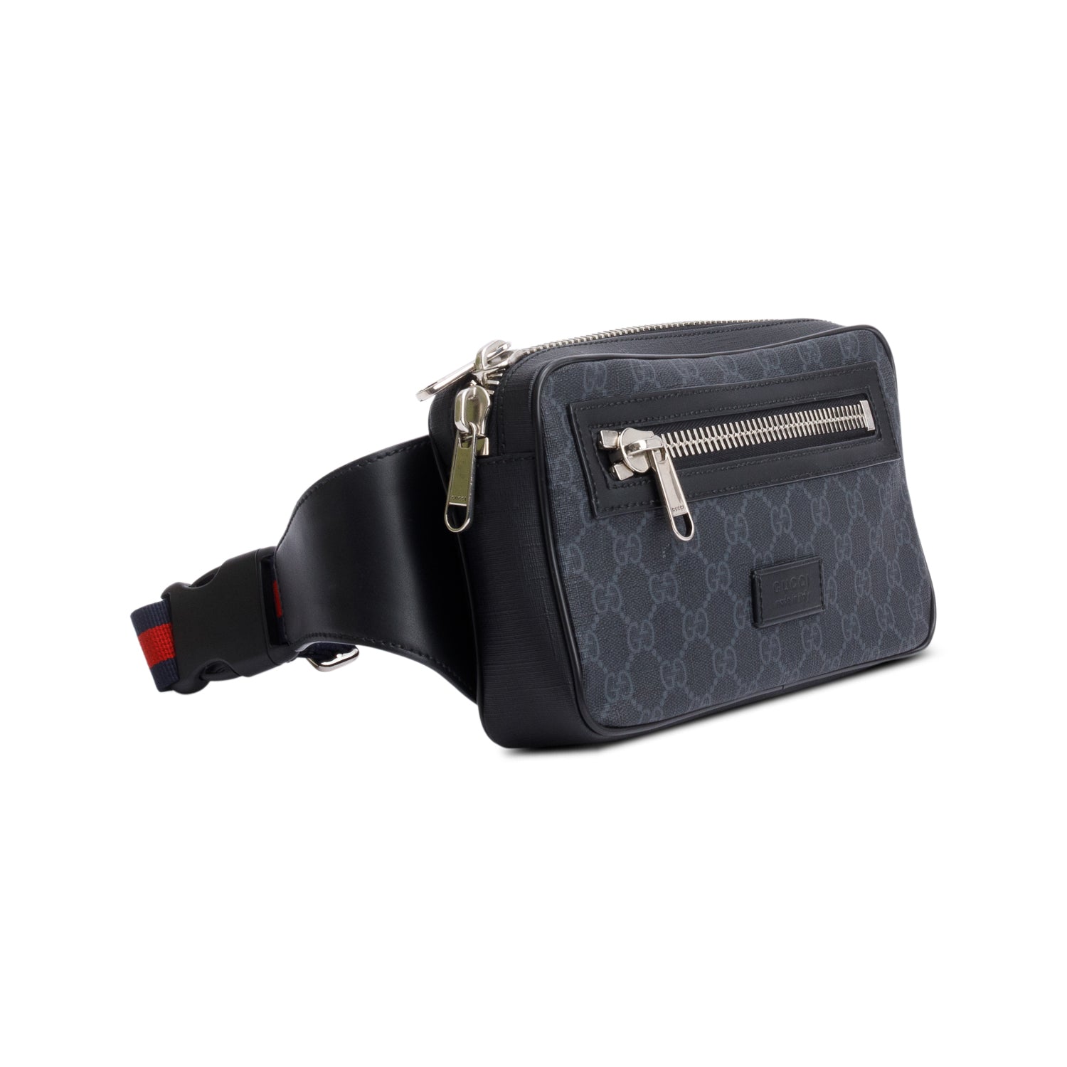 Gucci Black GG Supreme Belt Bag with Zip Pocket w/ Box