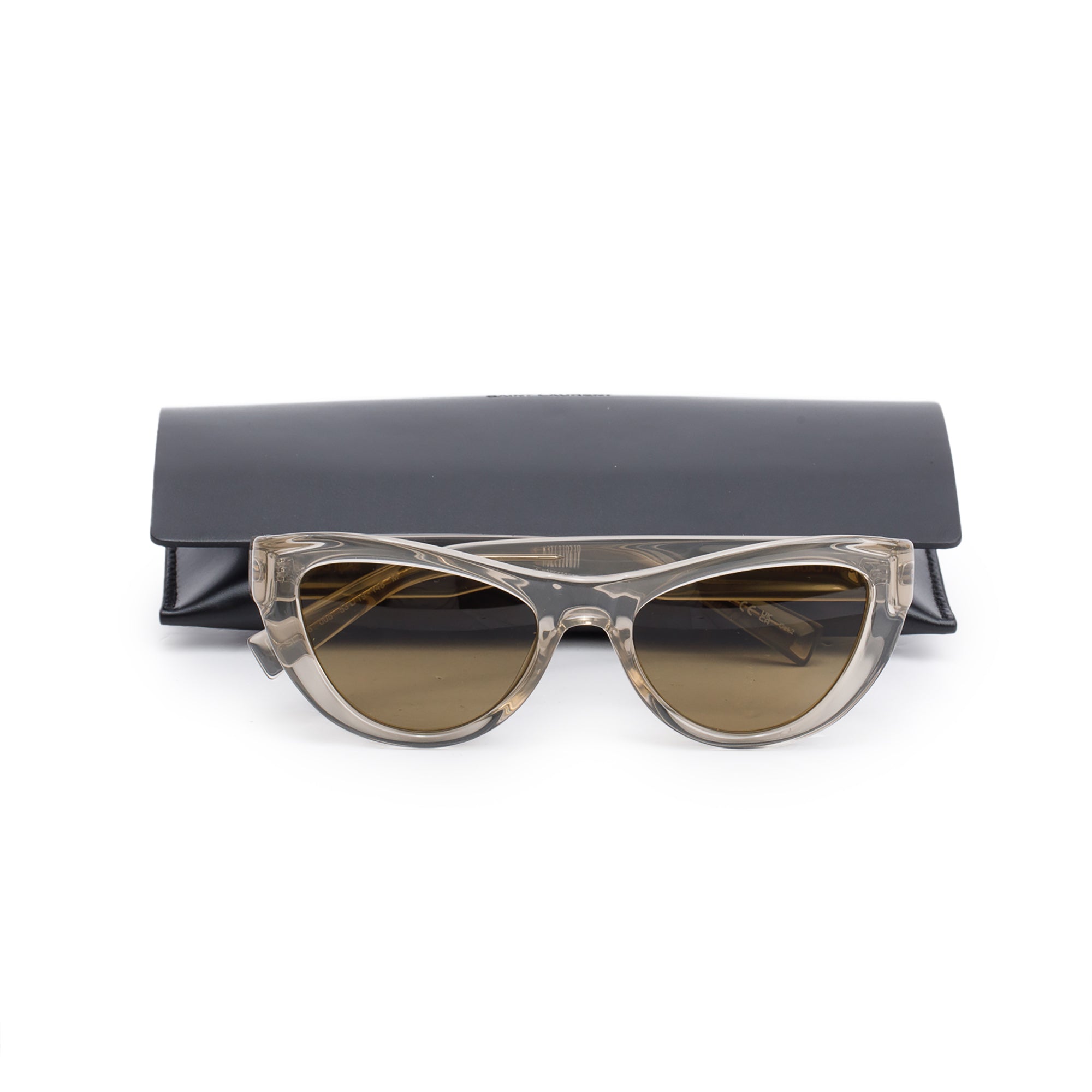 Saint Laurent SL 676 Grey Transparent Acetate Cat Eye Sunglasses w/ Case