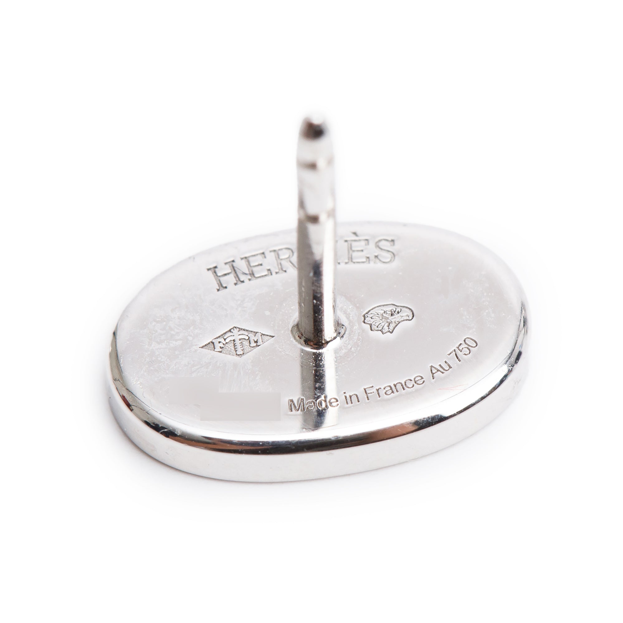 Hermes 18k White Gold Diamond Chaine D'Ancre Contour Stud Earrings w/ Box