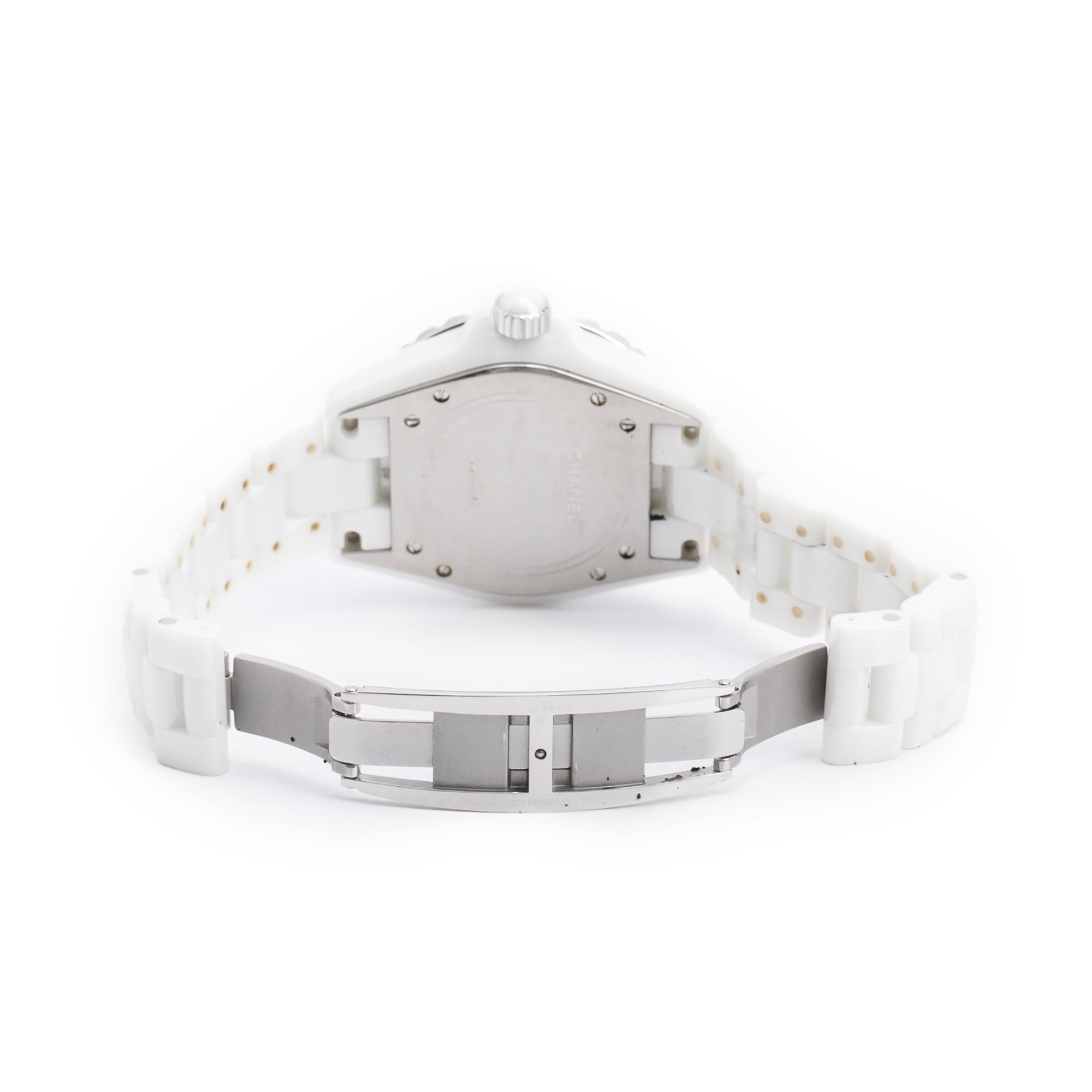 Chanel White Ceramic J12 38 MM Automatic Watch Diamond Dial w/ Box