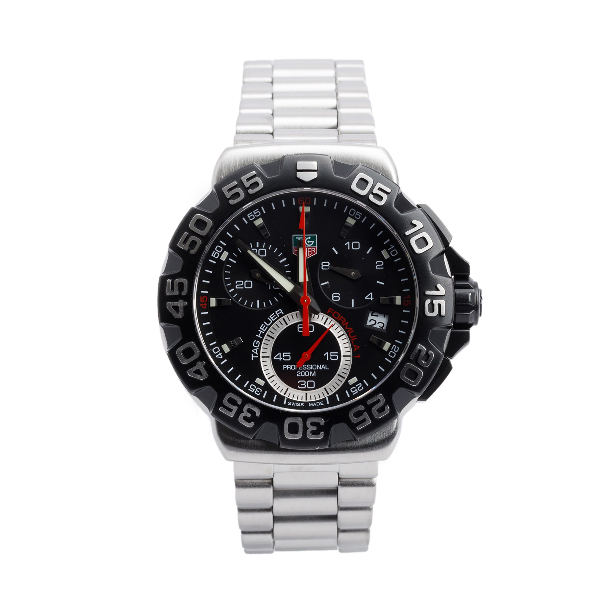 Tag Heuer Stainless Steel & Black Titanium Carbide Formula 1 Chronograph 41 MM Watch CAH1110 w/ Box