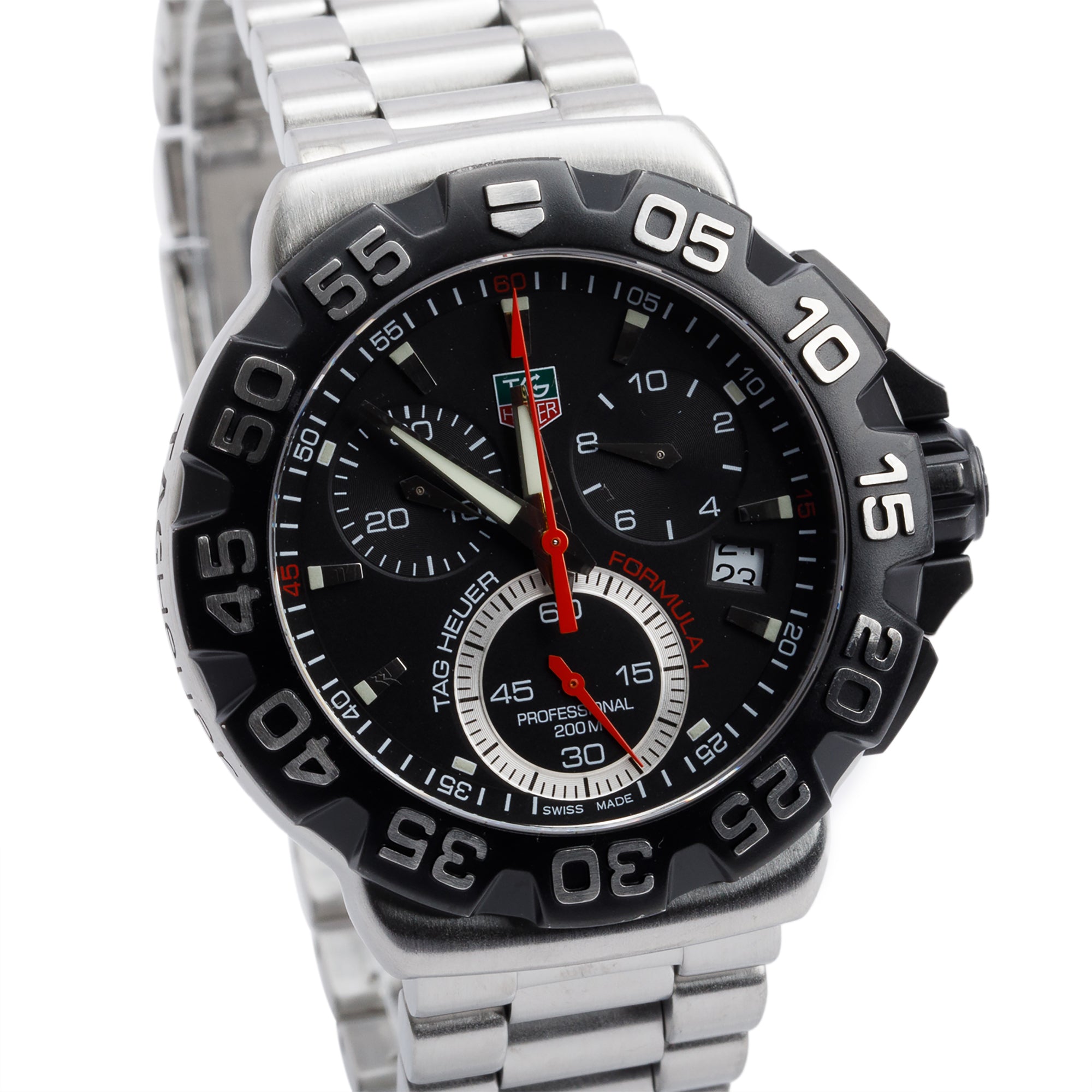 Tag Heuer Stainless Steel & Black Titanium Carbide Formula 1 Chronograph 41 MM Watch CAH1110 w/ Box