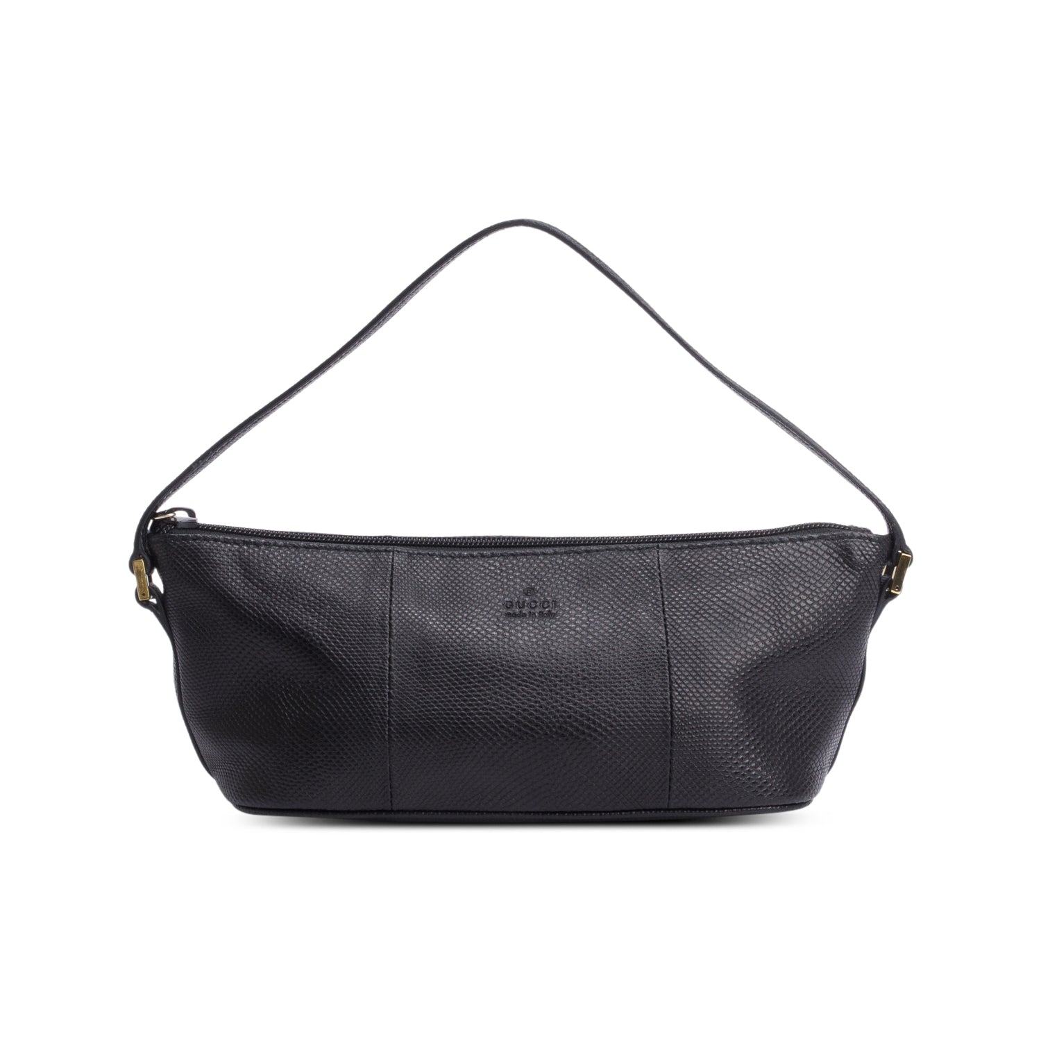 Gucci Black Lizard Embossed Leather Boat Pochette