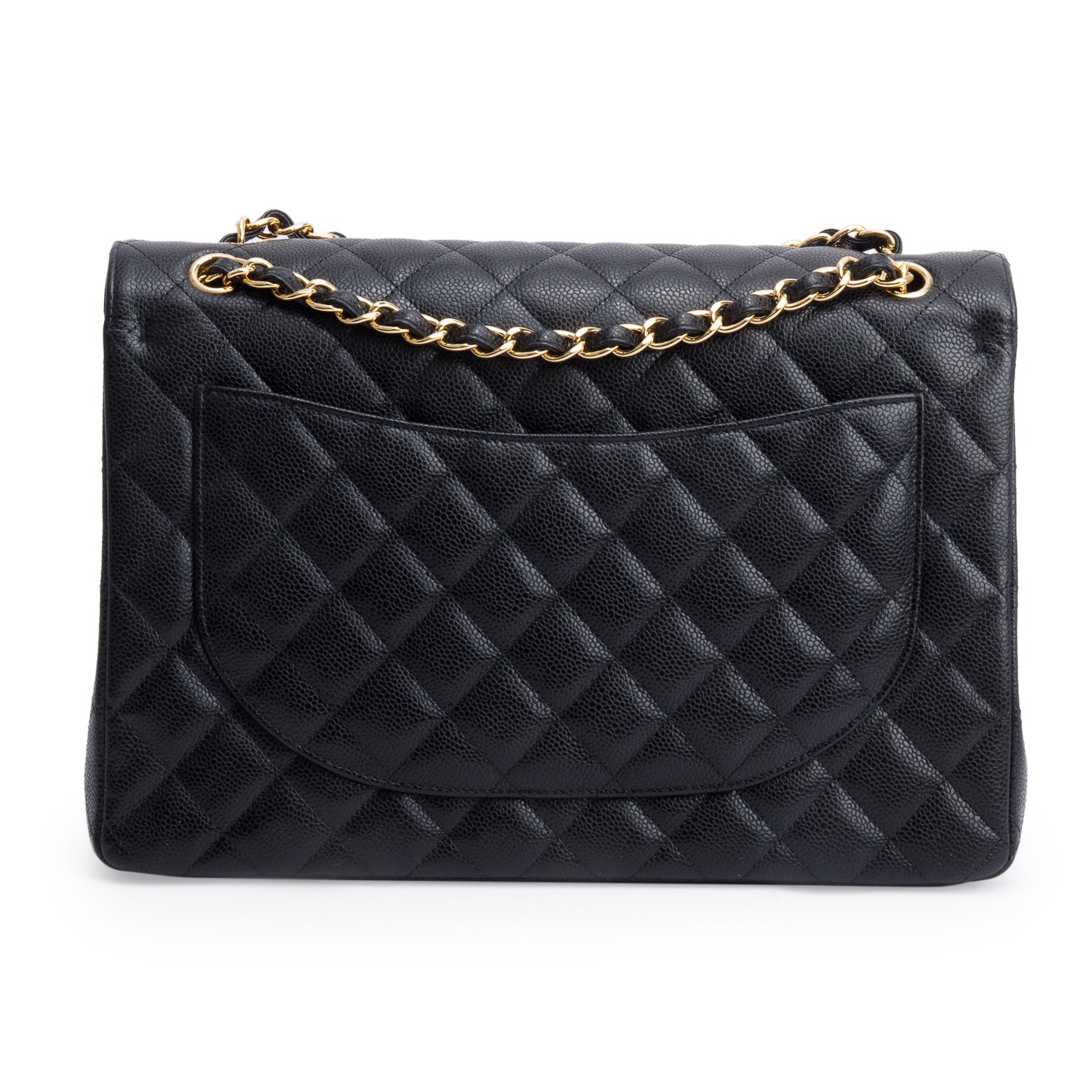 Chanel Black Quilted Caviar Leather Classic Maxi Double Flap Bag w/ Authenticity Card