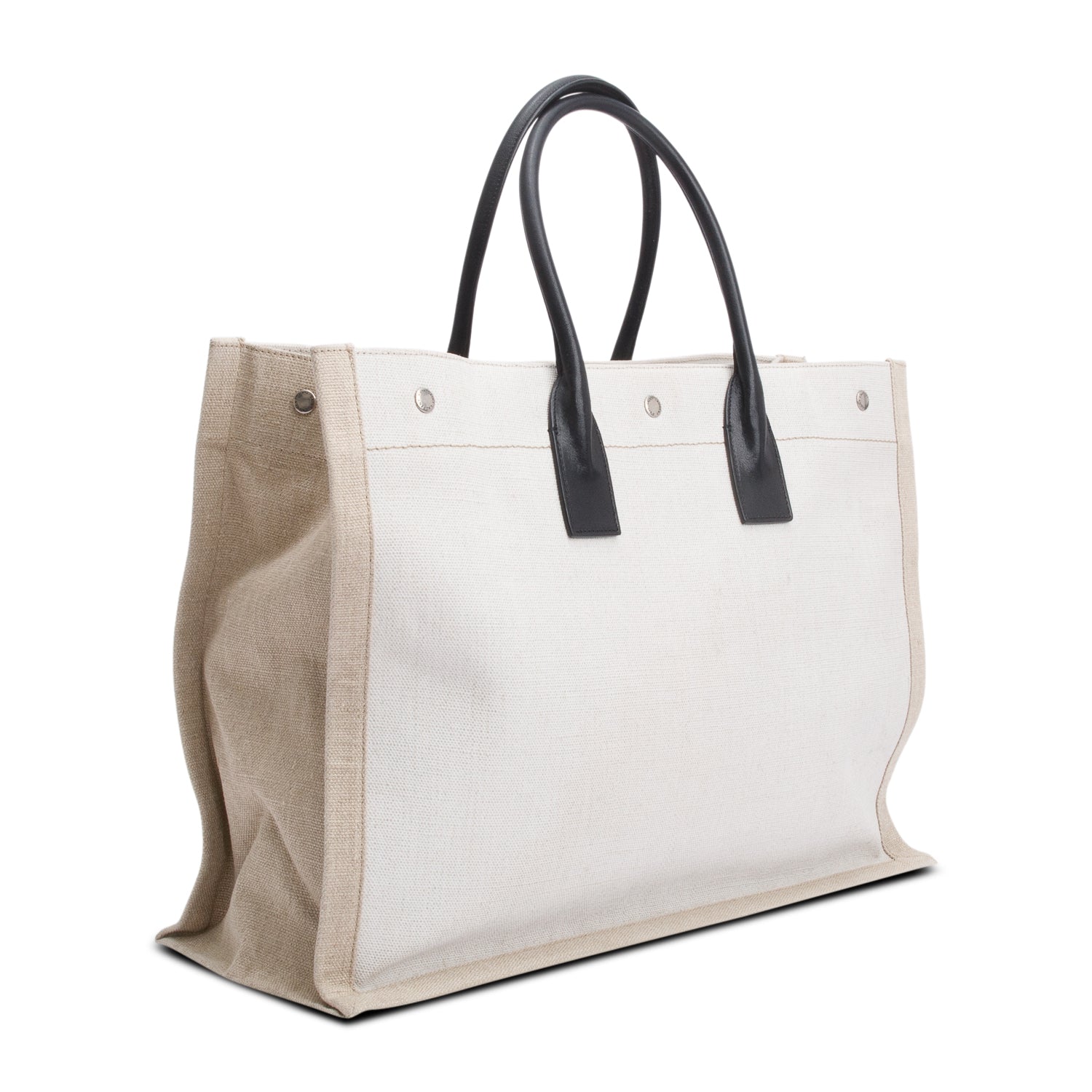 Saint Laurent Neutral Canvas Large Rive Gauche Canvas Tote