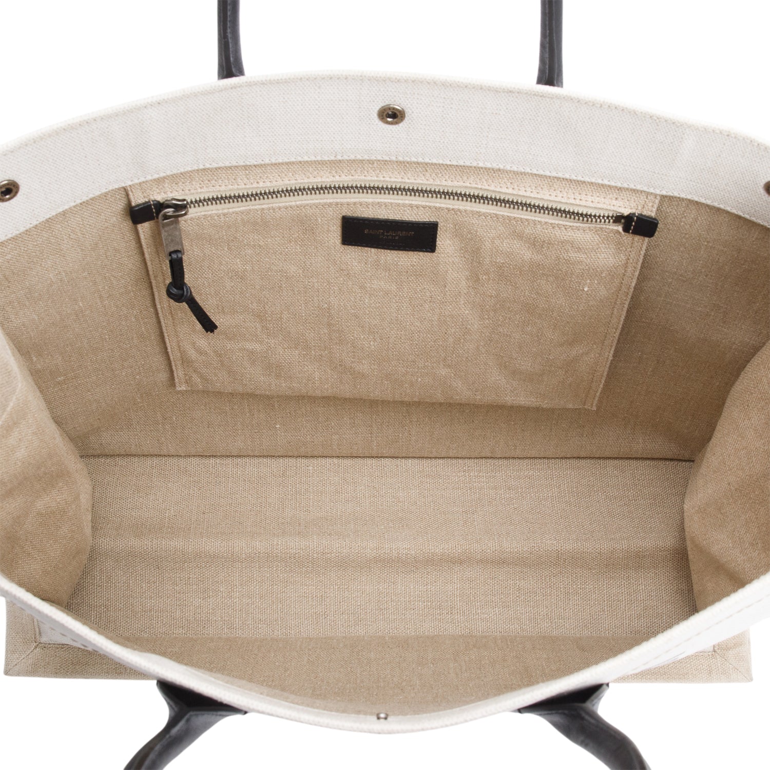 Saint Laurent Neutral Canvas Large Rive Gauche Canvas Tote