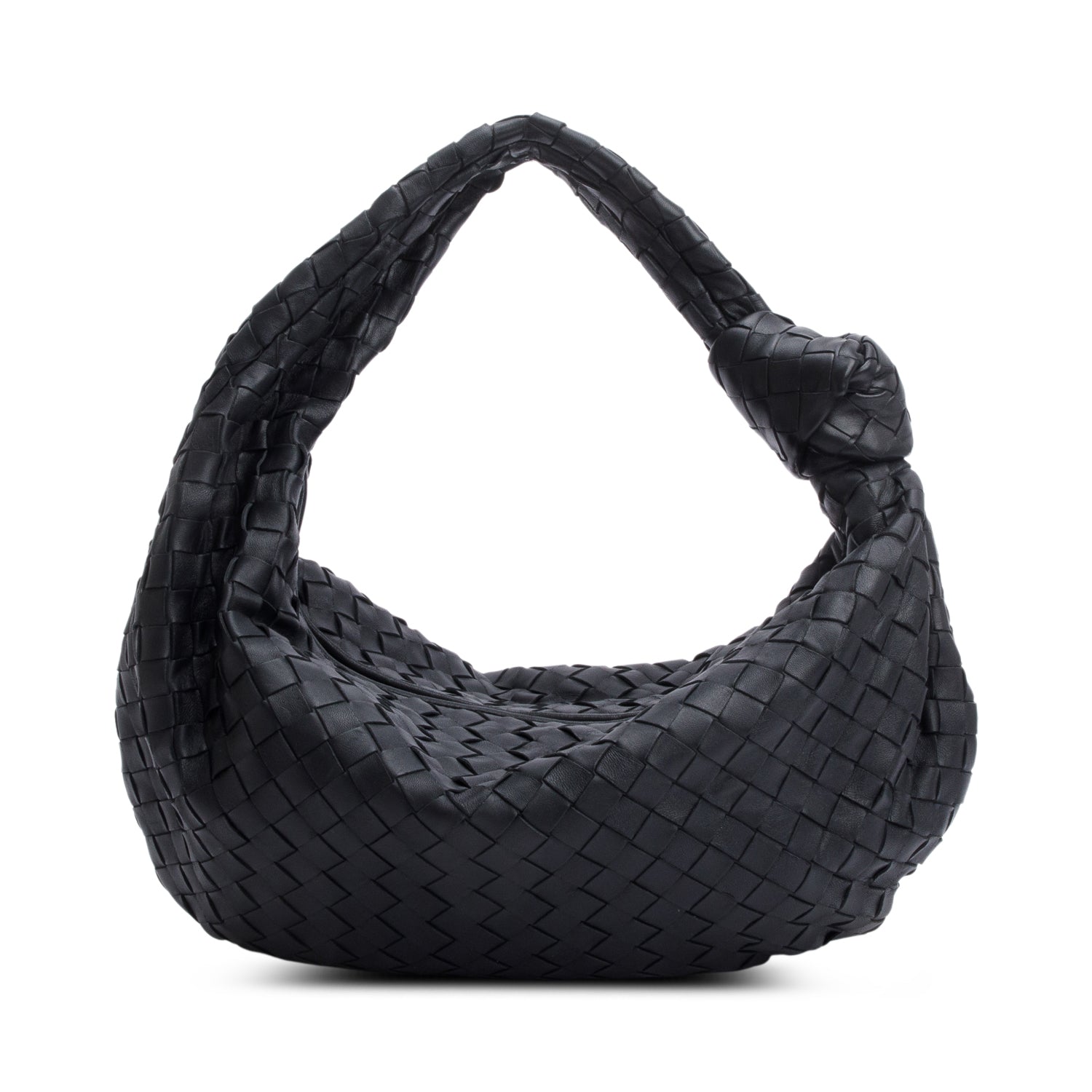 Bottega Veneta 2023 Black Intrecciato Leather Small Jodie Bag w/ Receipt & Authenticity Card