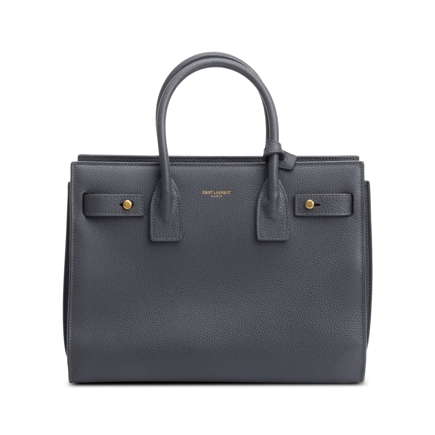 Saint Laurent 2022 Grey Grained Leather Baby Sac De Jour w/ Strap