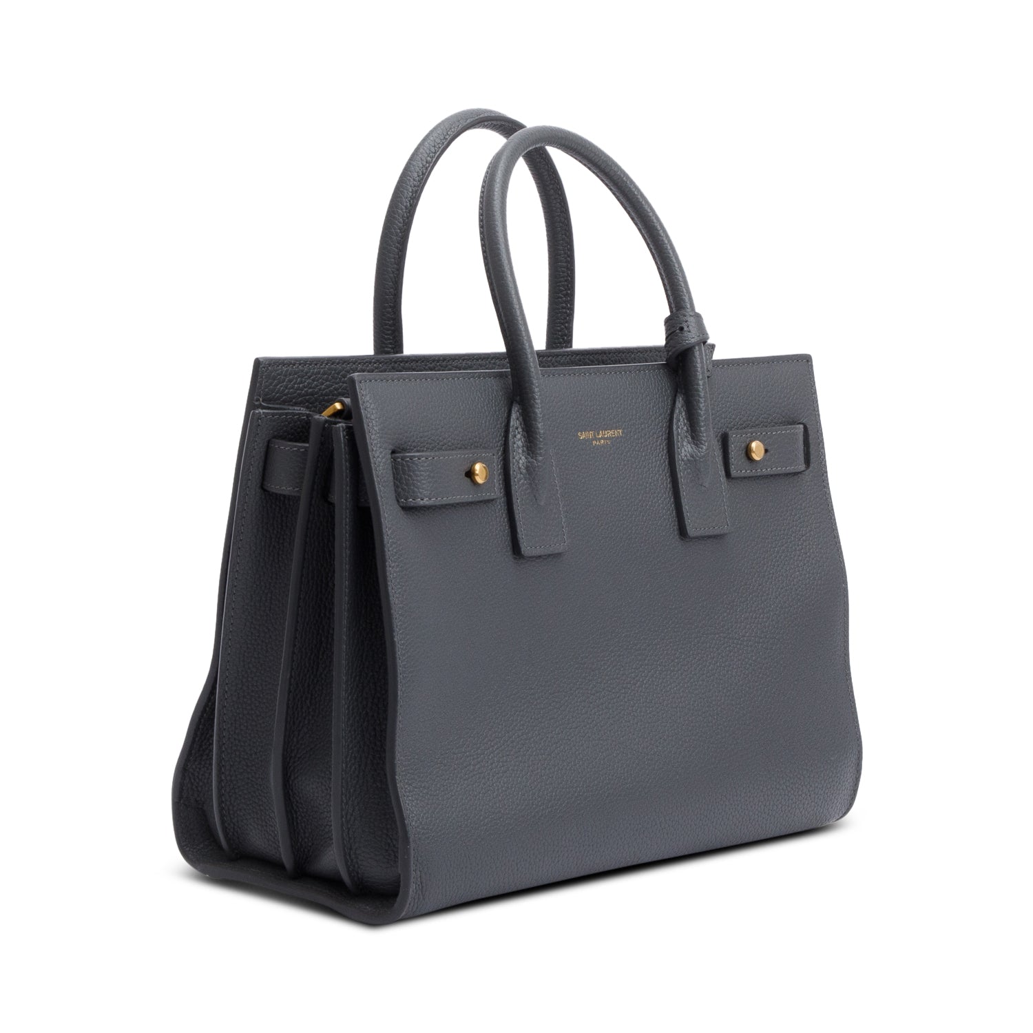 Saint Laurent 2022 Grey Grained Leather Baby Sac De Jour w/ Strap
