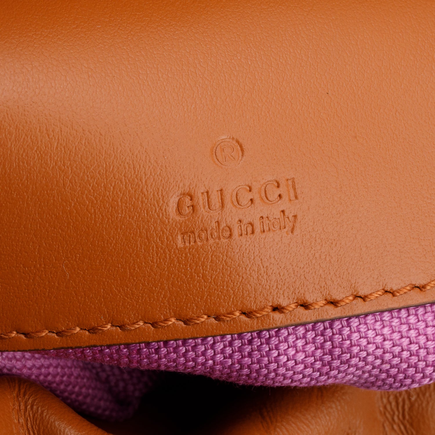 Gucci Brown Leather Multicolor Chevron Knit Raffia GG Marmont Mini Bucket Bag