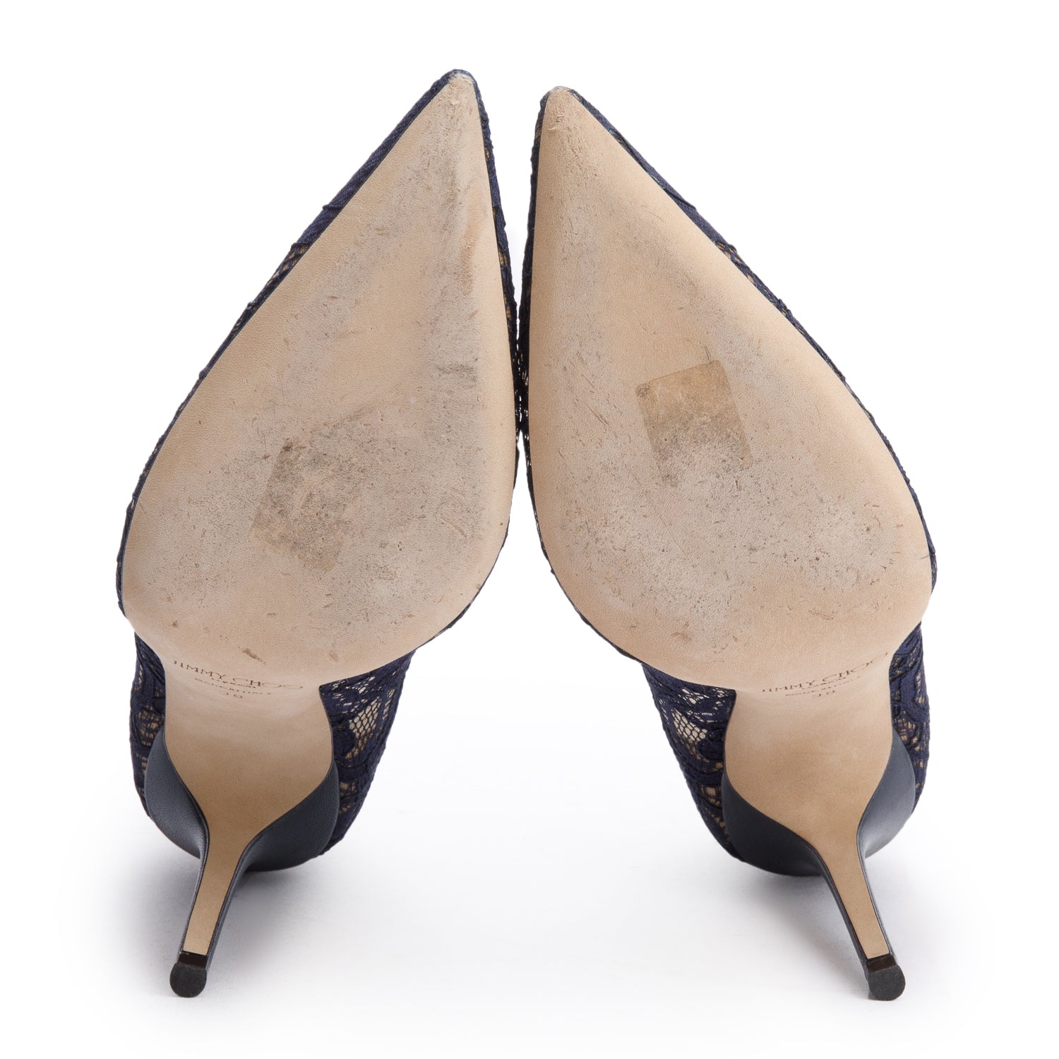 Jimmy Choo Navy Lace Abel Olac Pumps, Size 38 w/ Box