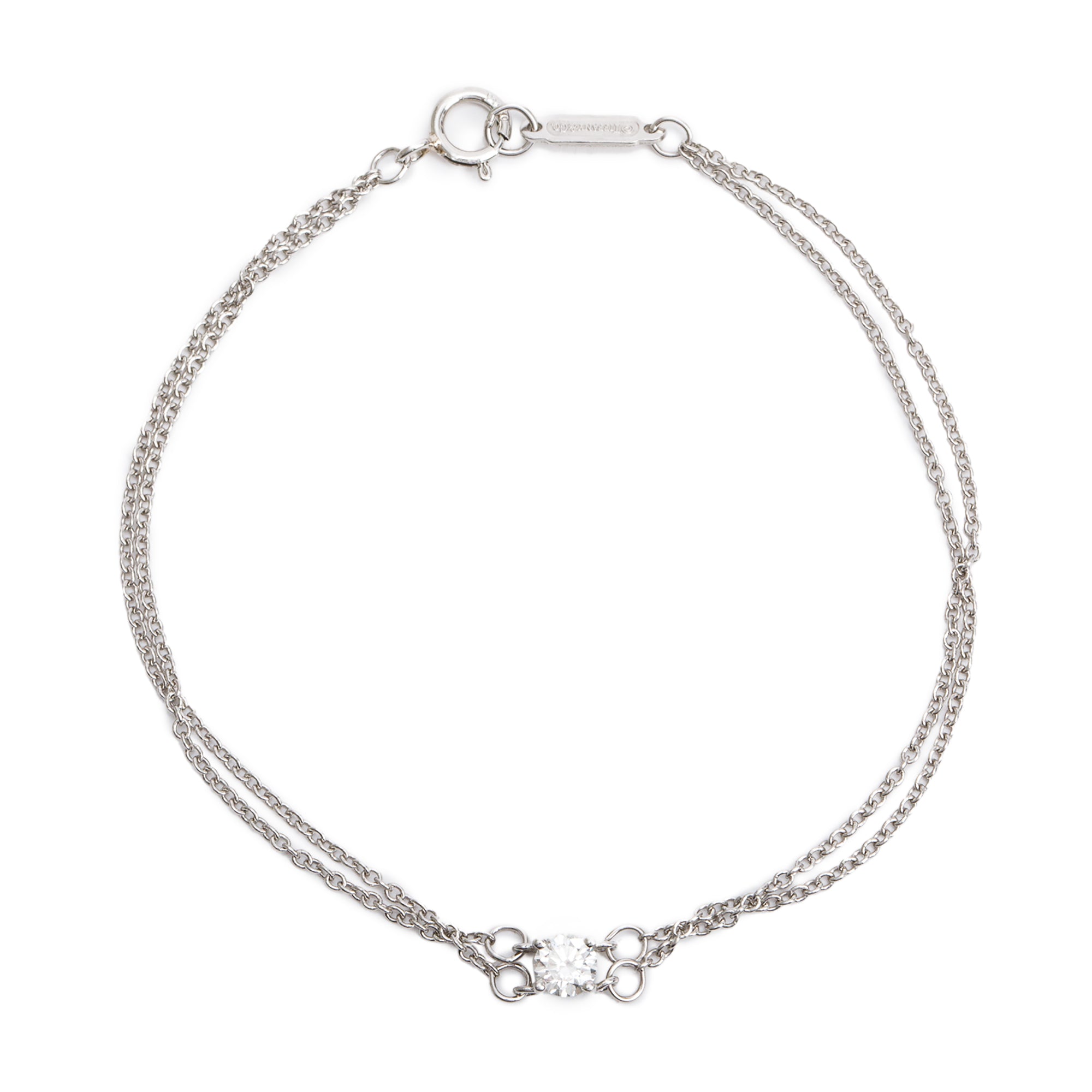 Tiffany & Co. Platinum Solitaire Diamond Bracelet w/ Box