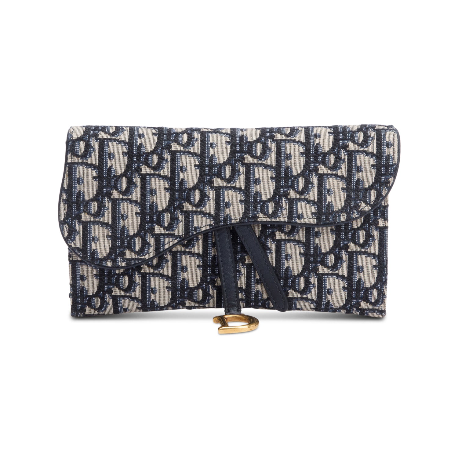 Christian Dior Oblique Jacquard Saddle Pouch with Chain w/ Box