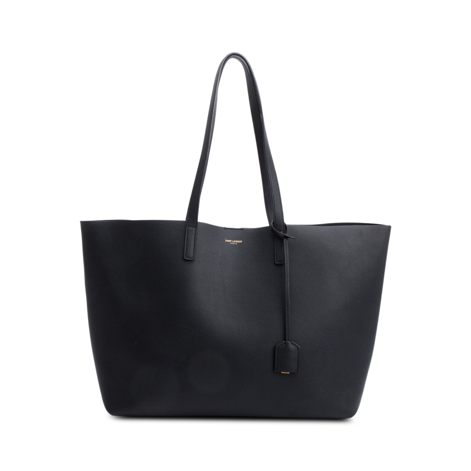 Saint Laurent Black Leather Large E/W Shopping Tote w/ Pouch