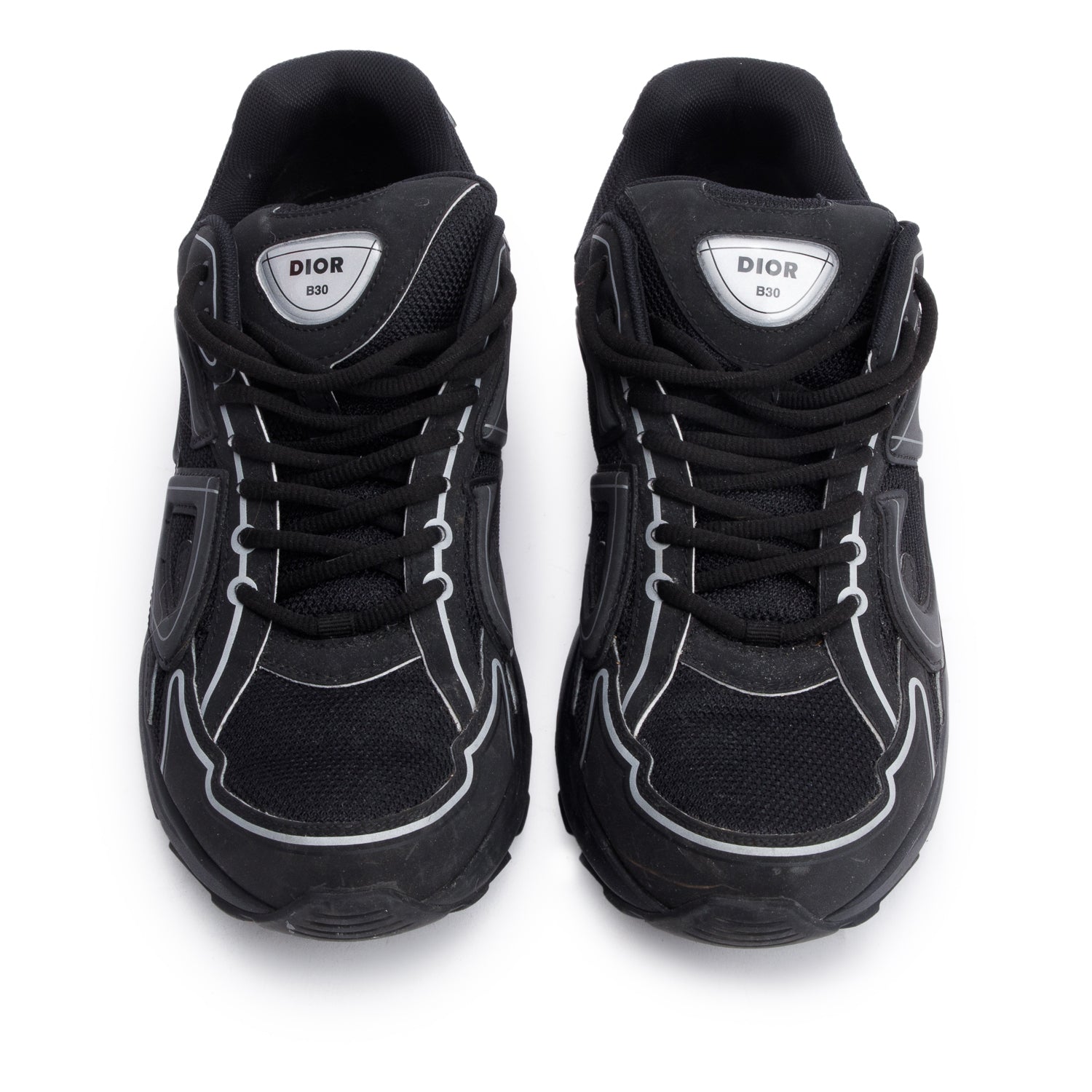 Christian Dior Black/Grey Mesh Technical Fabric B30 Sneakers, Size 413 w/ Box
