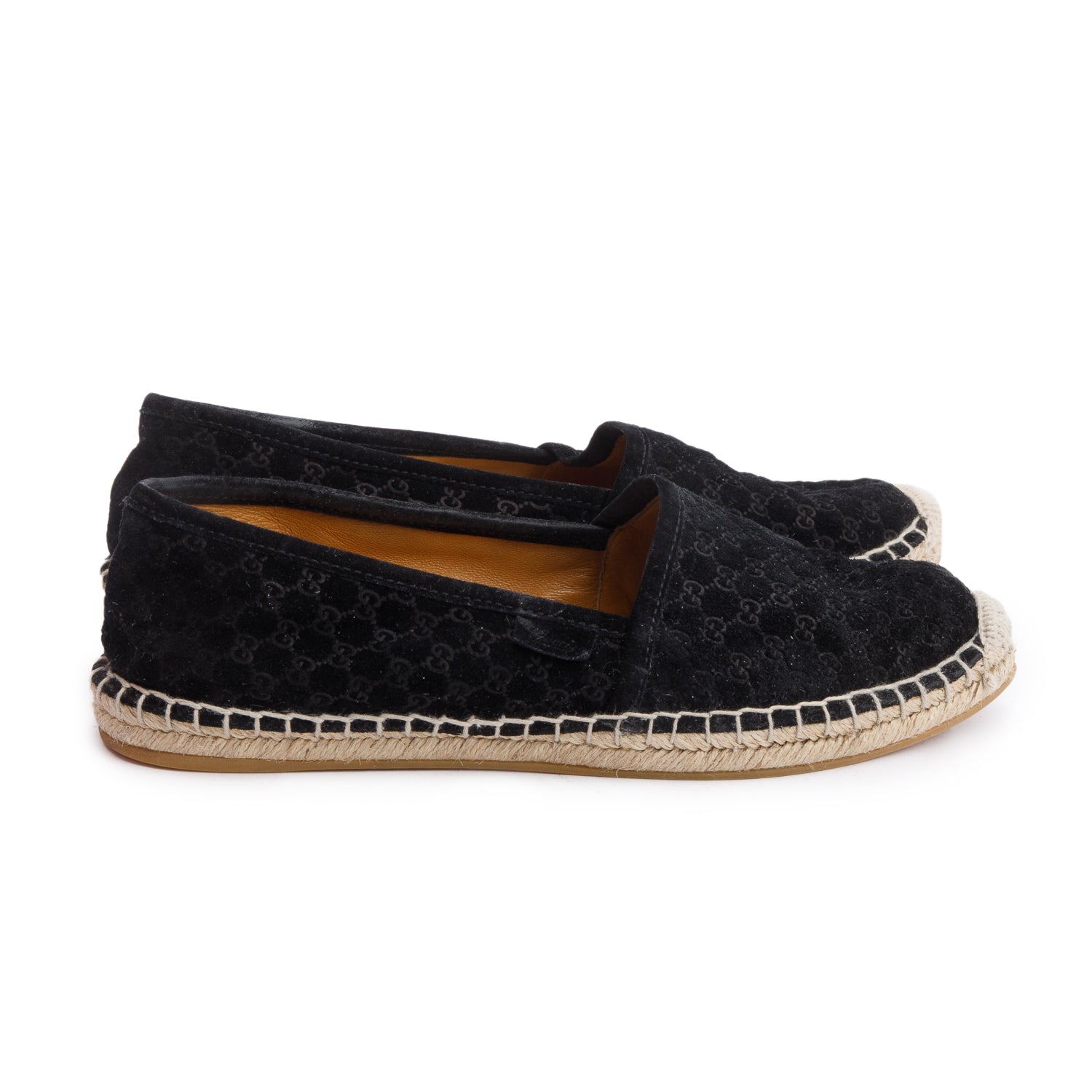 Gucci Black Micro GG Suede Espadrille, Size 37 w/ Box