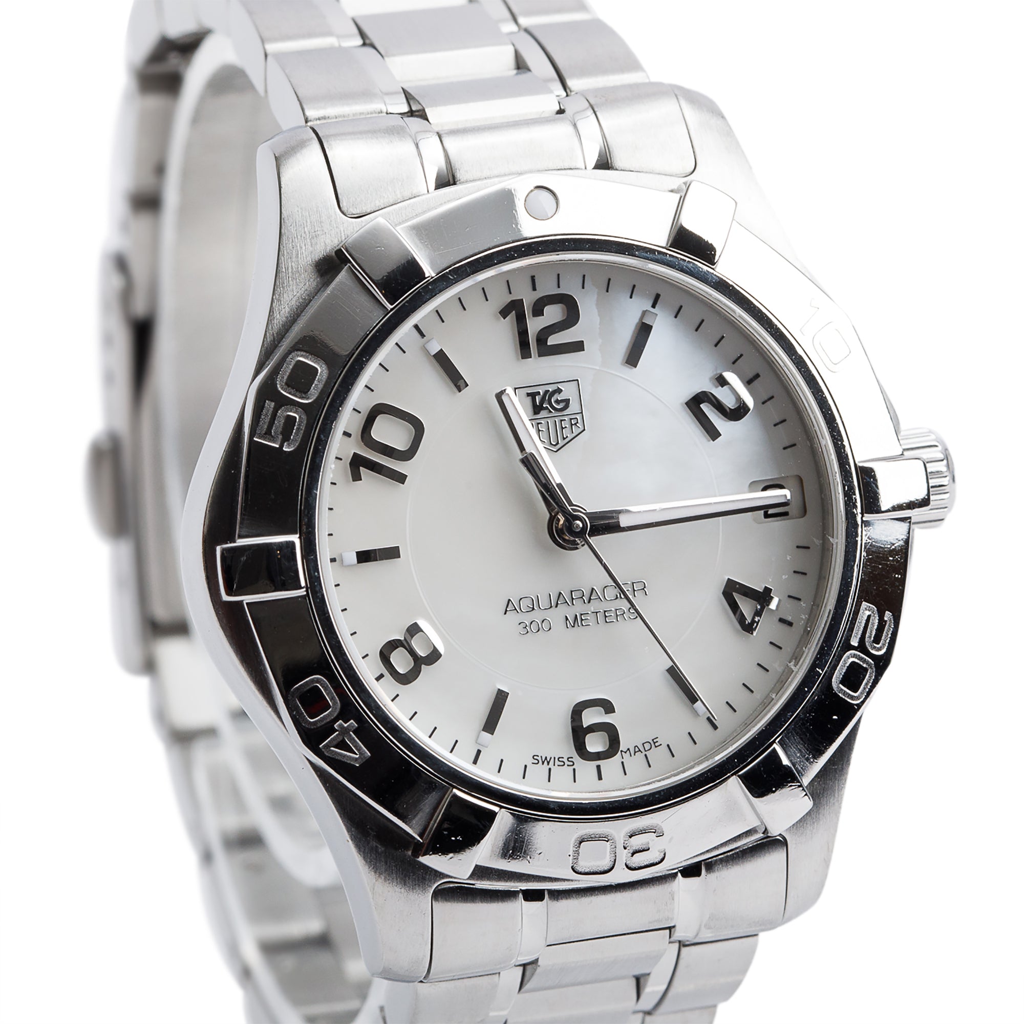 Tag Heuer Stainless Steel Aquaracer Mother of Pearl Dial 32 MM Watch WAF1311