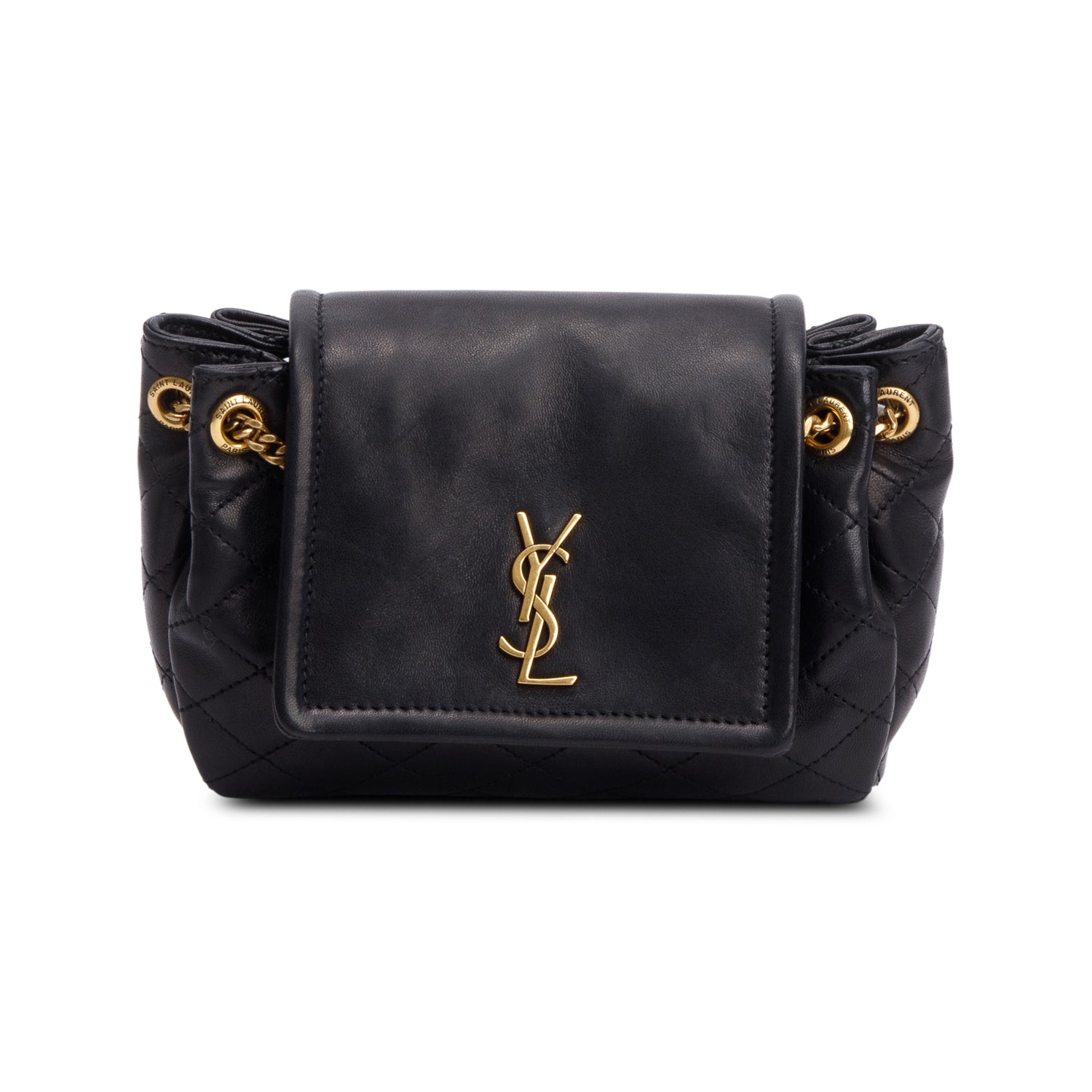 Saint Laurent Black Lambskin Leather Mini Nolita Shoulder Bag w/ Box