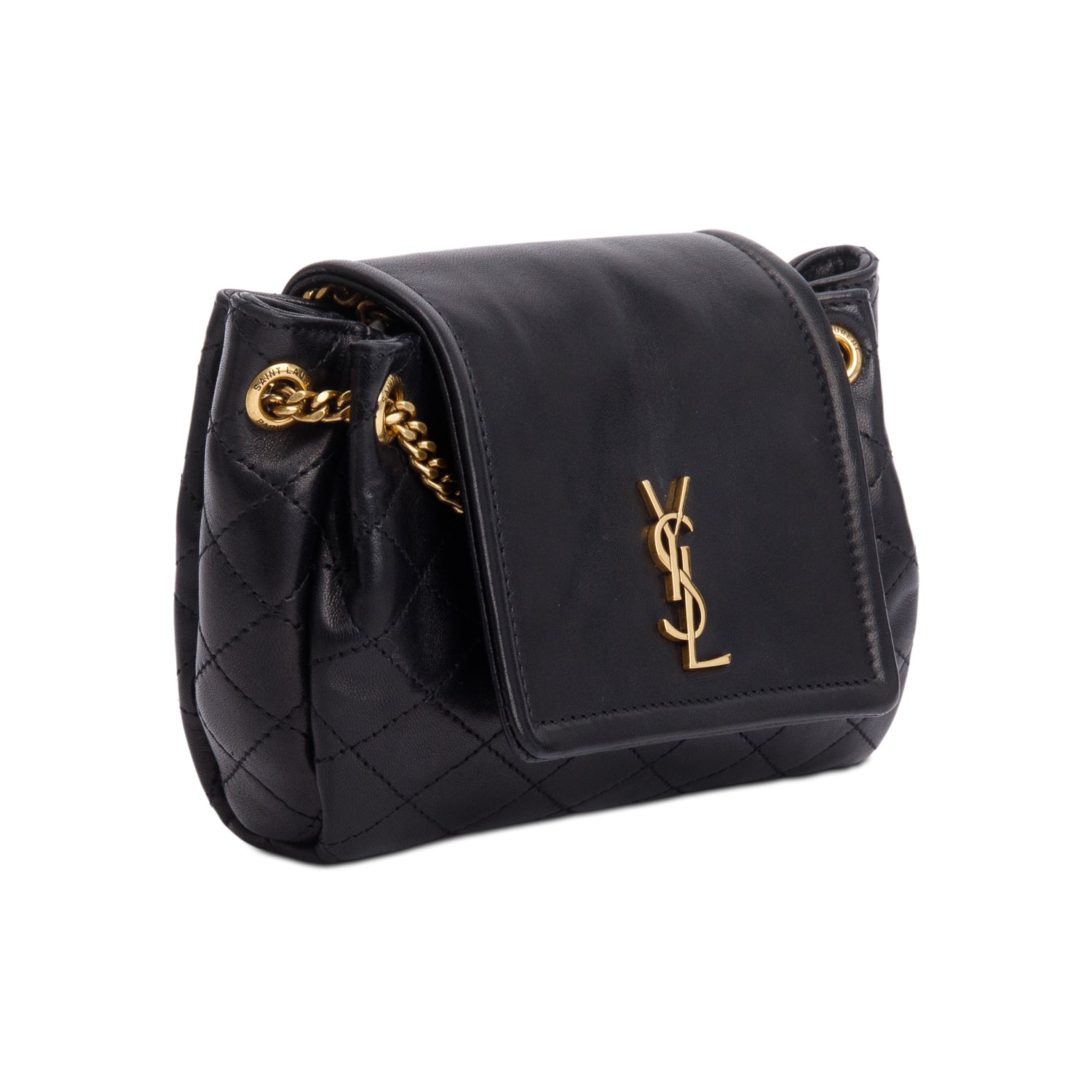 Saint Laurent Black Lambskin Leather Mini Nolita Shoulder Bag w/ Box