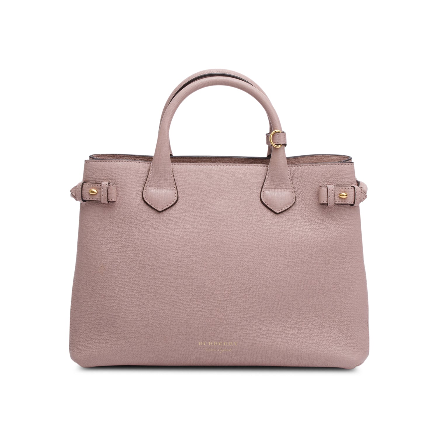 Burberry Pink Calfskin Leather House Check Medium Banner Tote w/ Strap