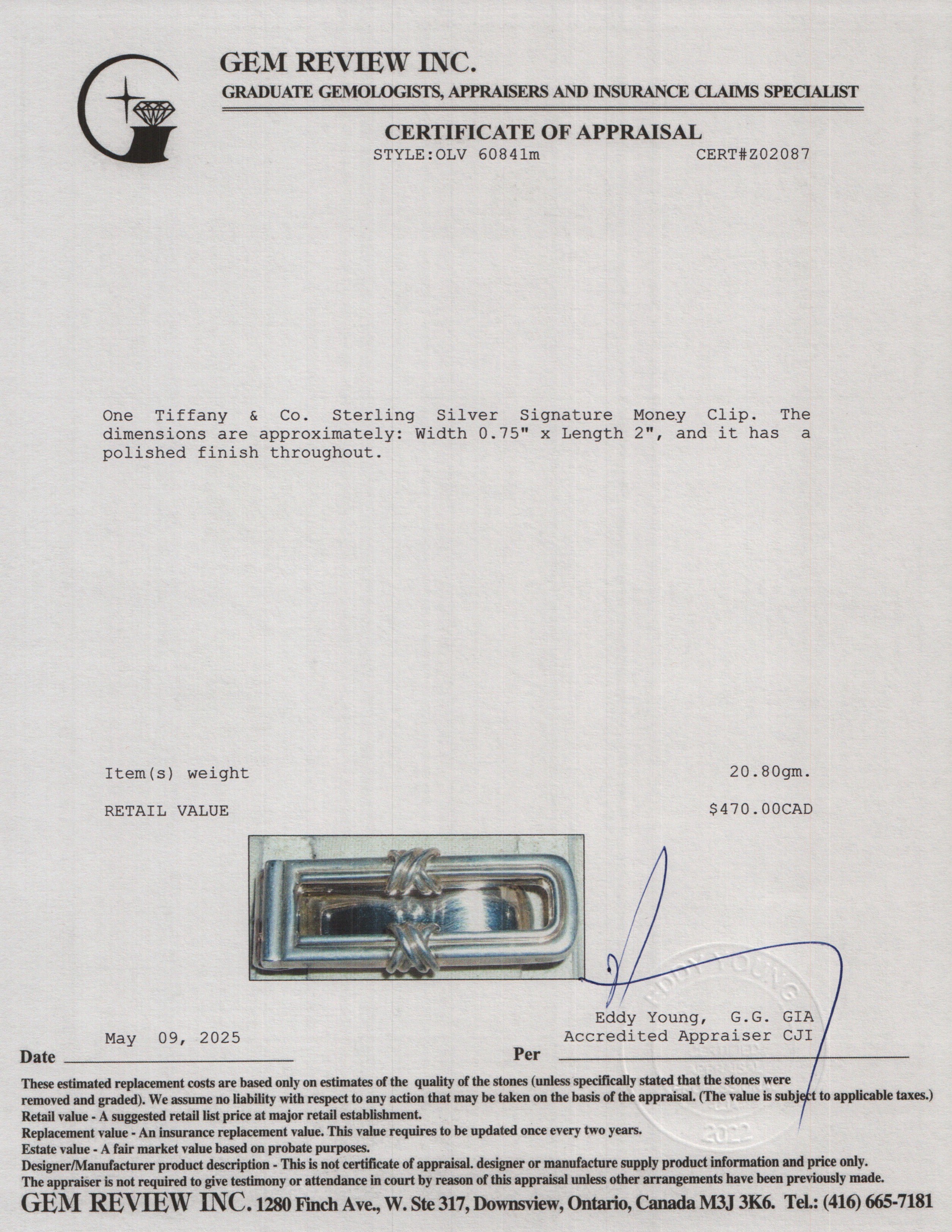 Tiffany & Co. Sterling Silver Signature Money Clip