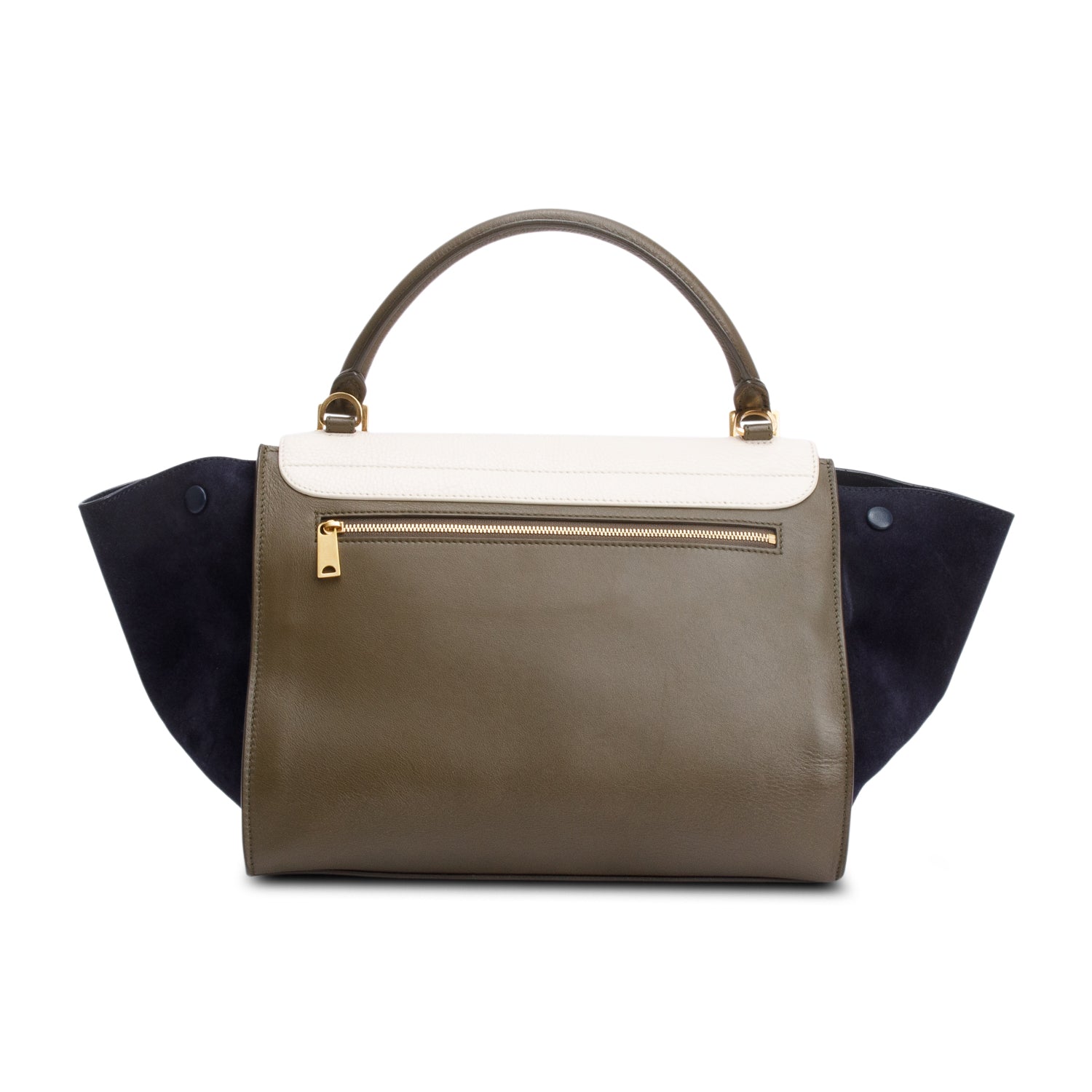 Celine Tricolor Calfskin Leather and Suede Medium Trapeze Bag w/ Strap