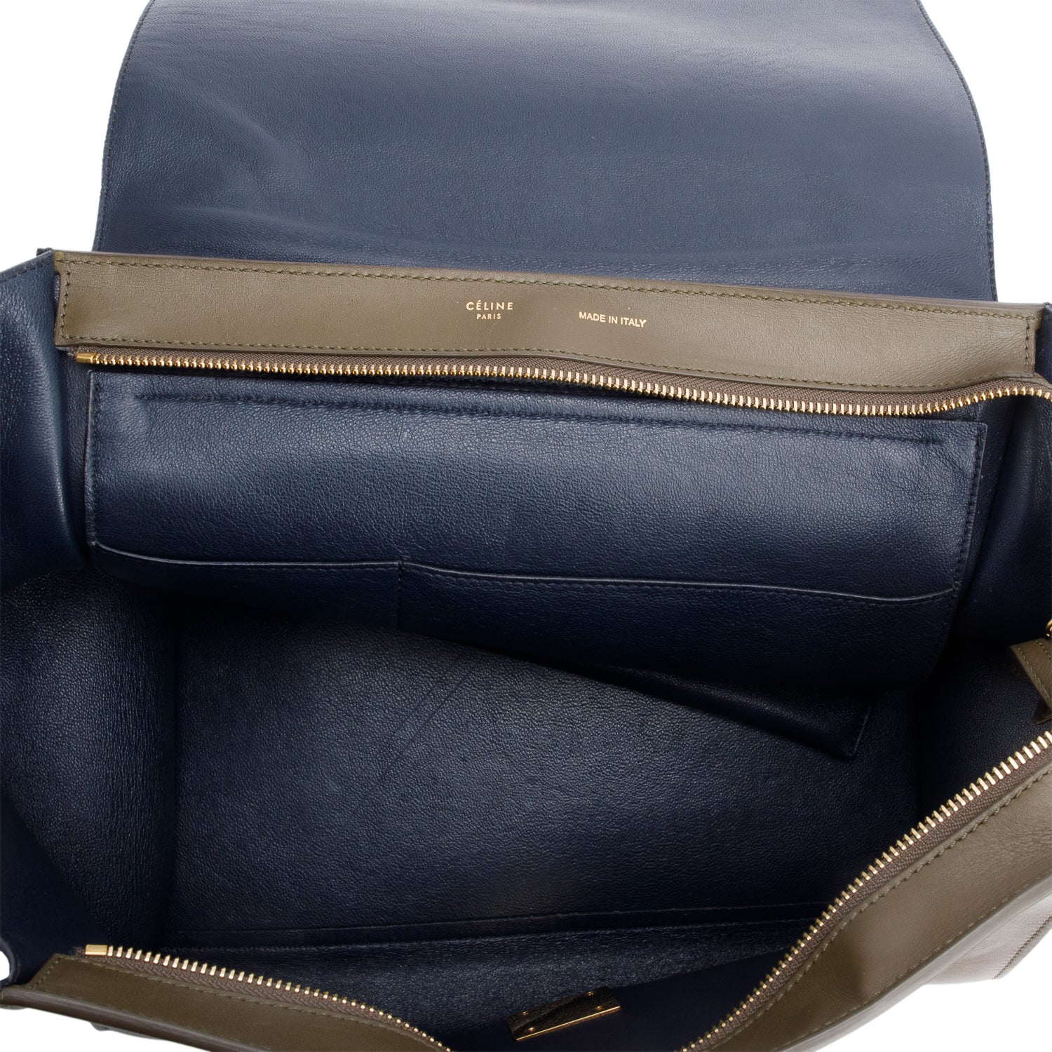 Celine Tricolor Calfskin Leather and Suede Medium Trapeze Bag w/ Strap