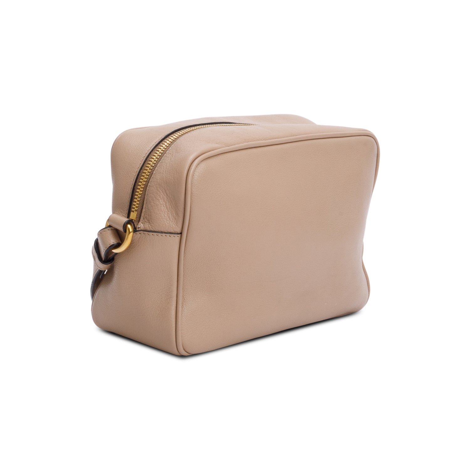 Prada Beige Glace Calf Leather Logo Camera Crossbody Bag w/ Authenticity Card