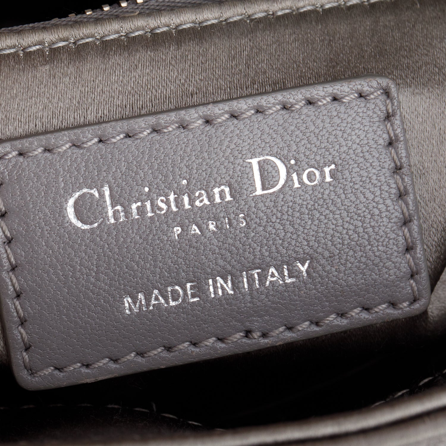 Christian Dior Grey Cannage Satin Crystal Embellished Mini Lady Dior Bag w/ Strap